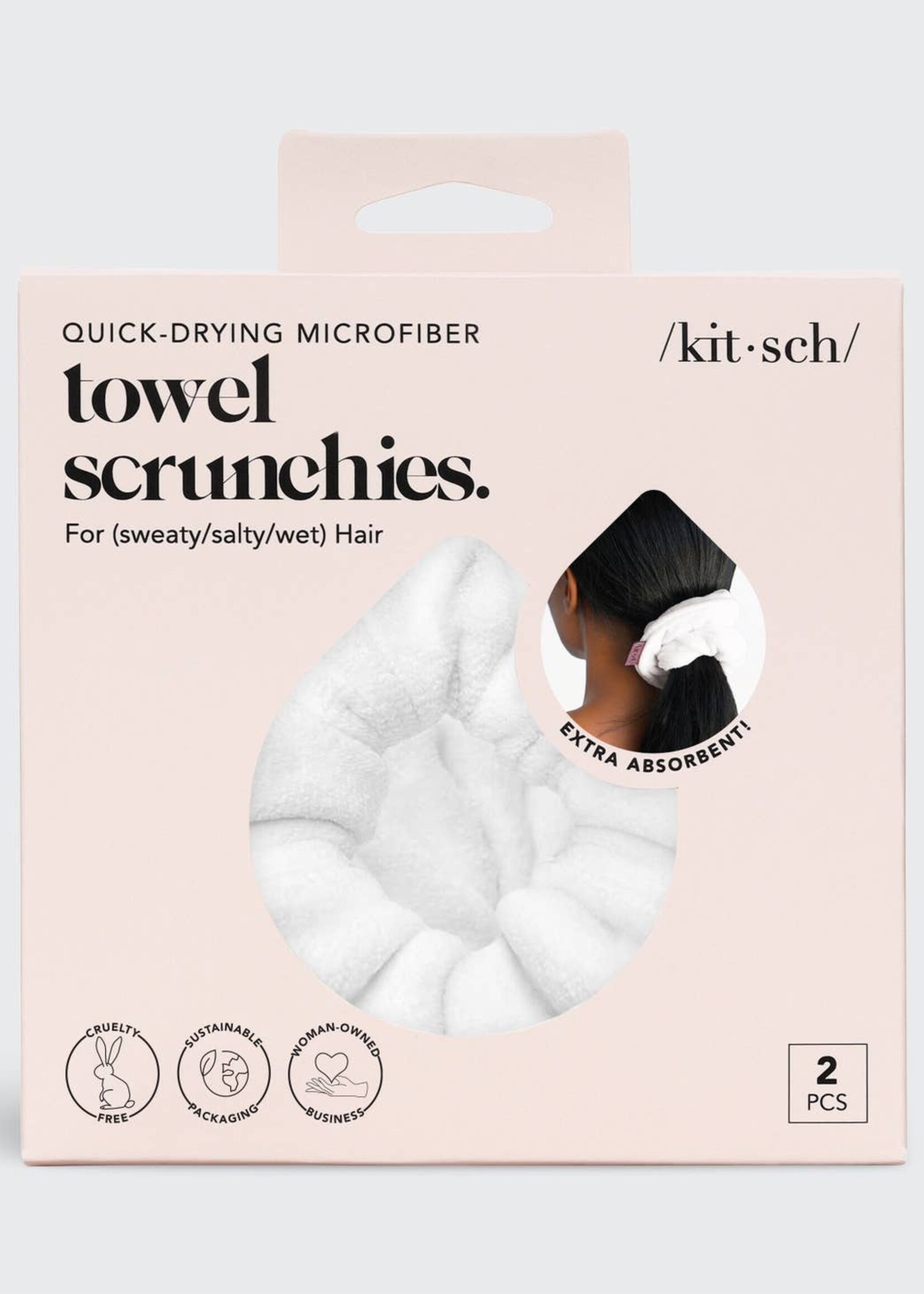 Kitsch Microfiber Towel Scrunchies White