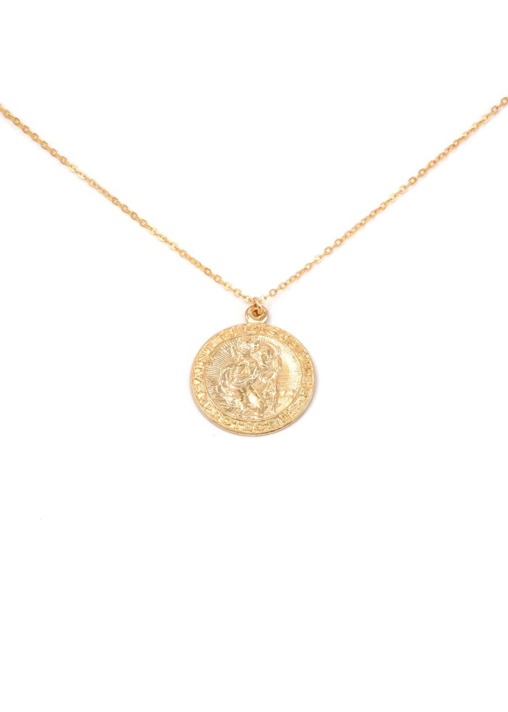 May Martin Saint Christopher Coin Necklace Gold Filled 18"