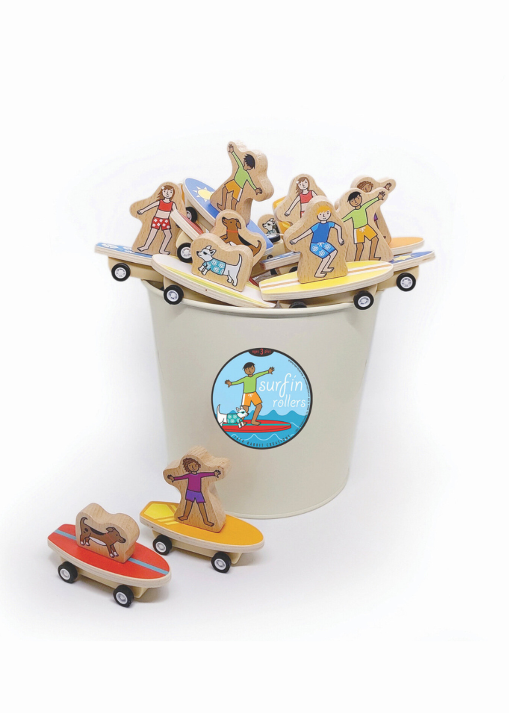 Jack Rabbit Creations Pull Back Toy Surfer Kids & Dogs