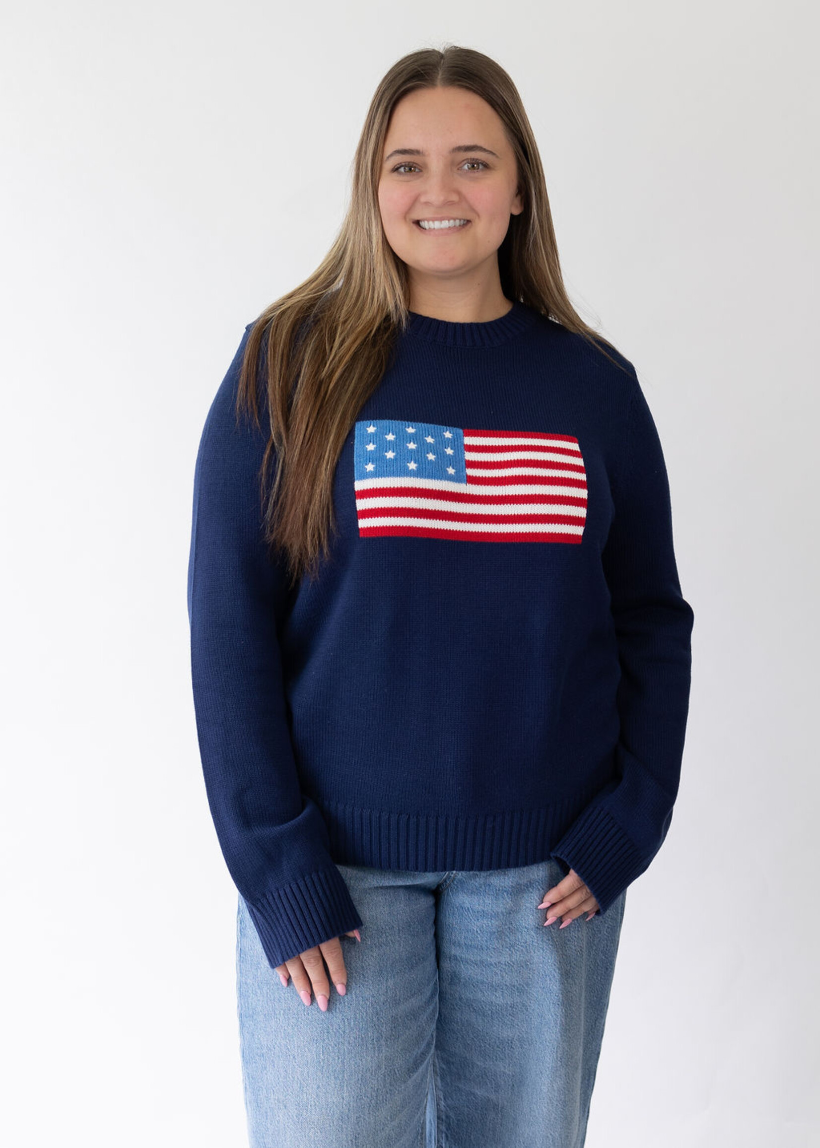 Ellsworth & Ivey American Flag Classic Crew Sweater