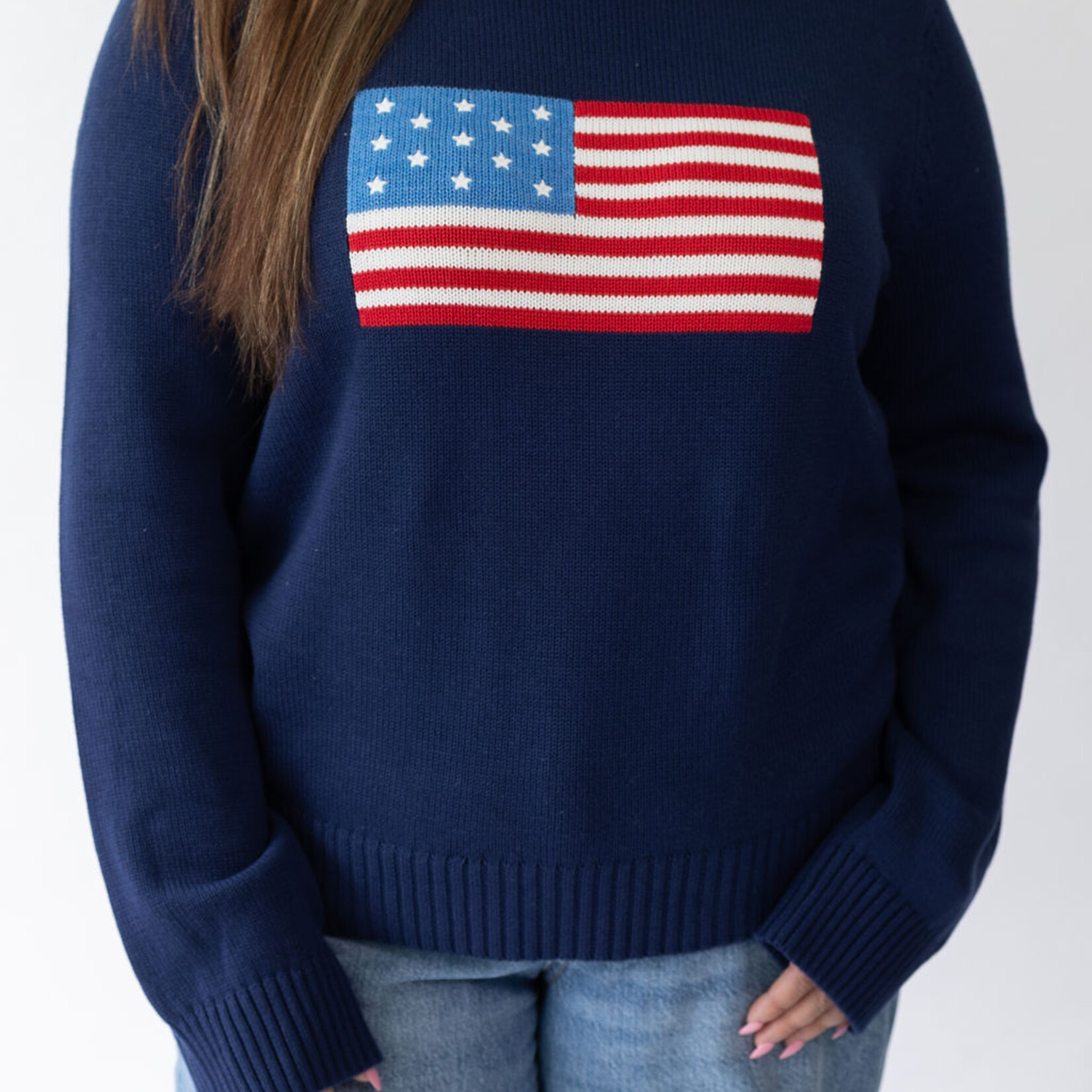 Ellsworth & Ivey American Flag Classic Crew Sweater