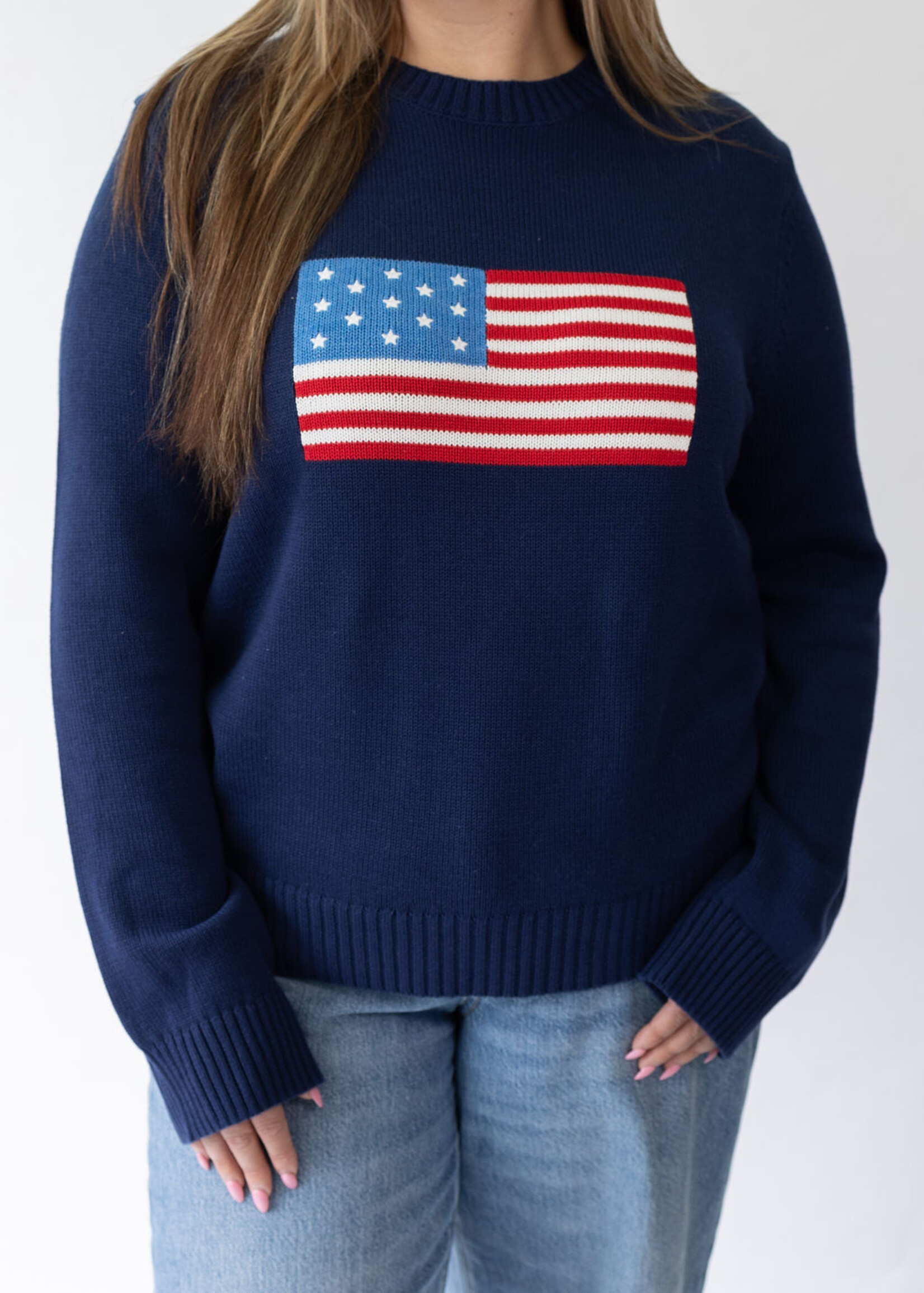 Ellsworth & Ivey American Flag Classic Crew Sweater