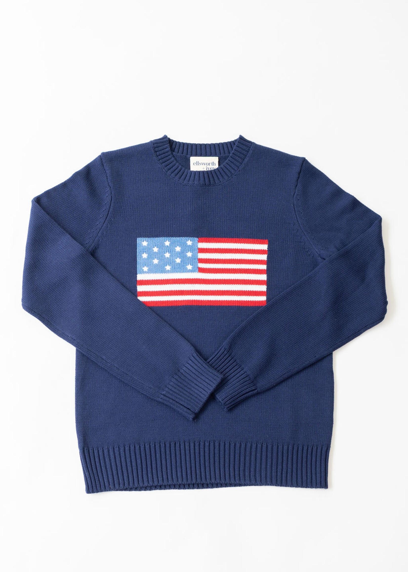 Ellsworth & Ivey American Flag Classic Crew Sweater