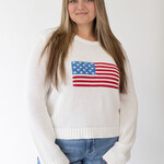 Ellsworth & Ivey American Flag Loose Knit Sweater