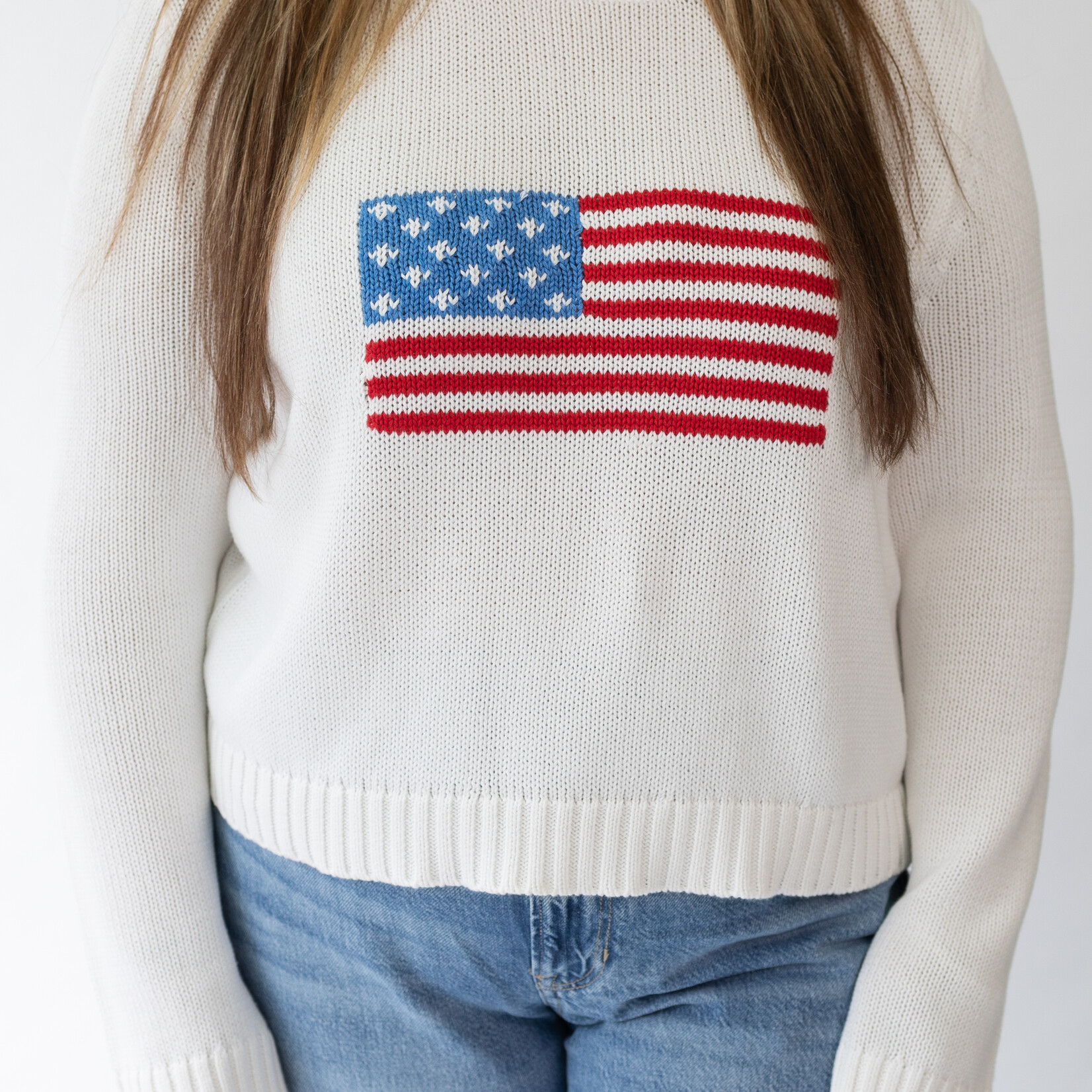 Ellsworth & Ivey American Flag Loose Knit Sweater