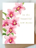 Orchid Mama Greeting Card | New Mom Baby Shower Card