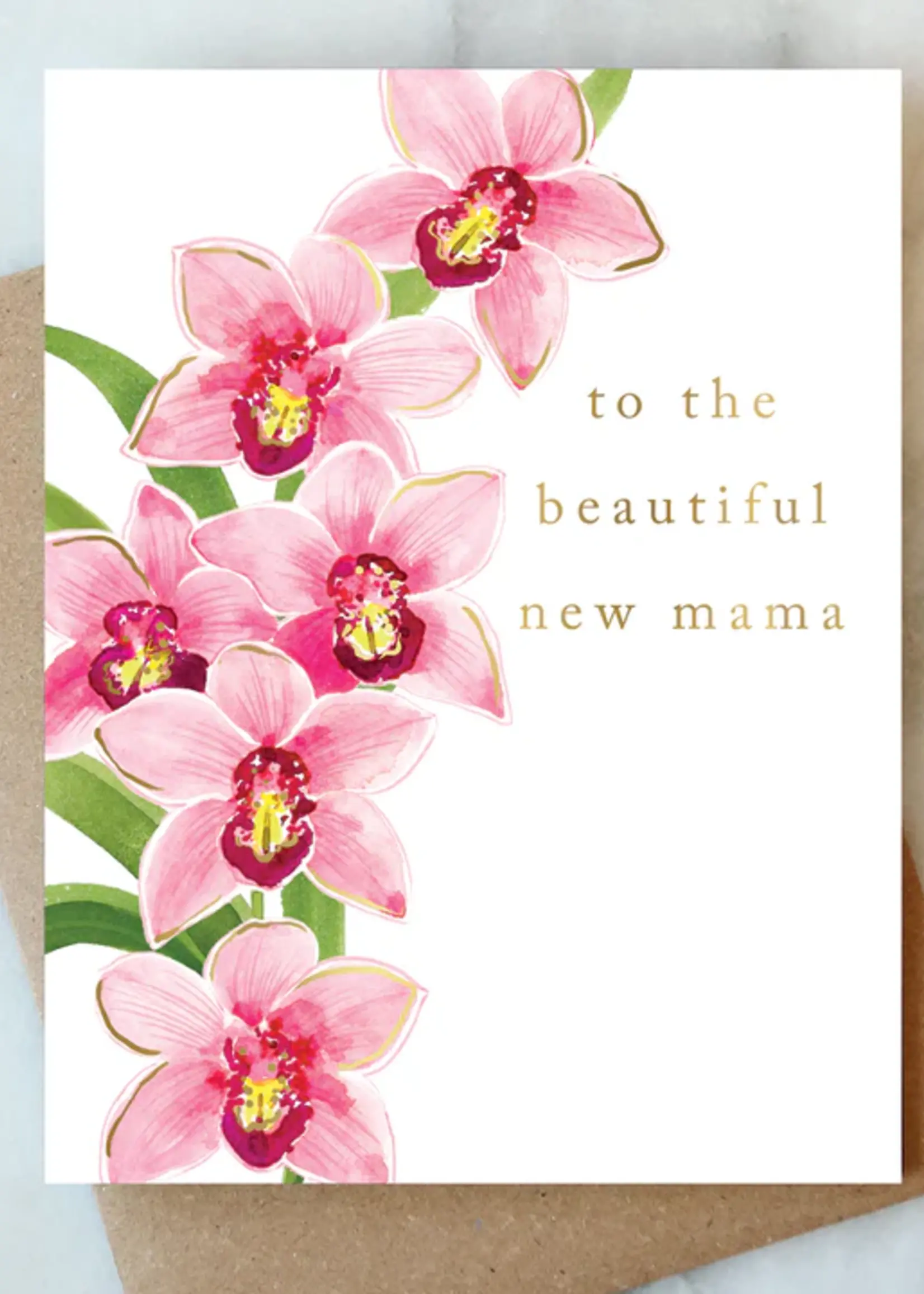 Orchid Mama Greeting Card | New Mom Baby Shower Card