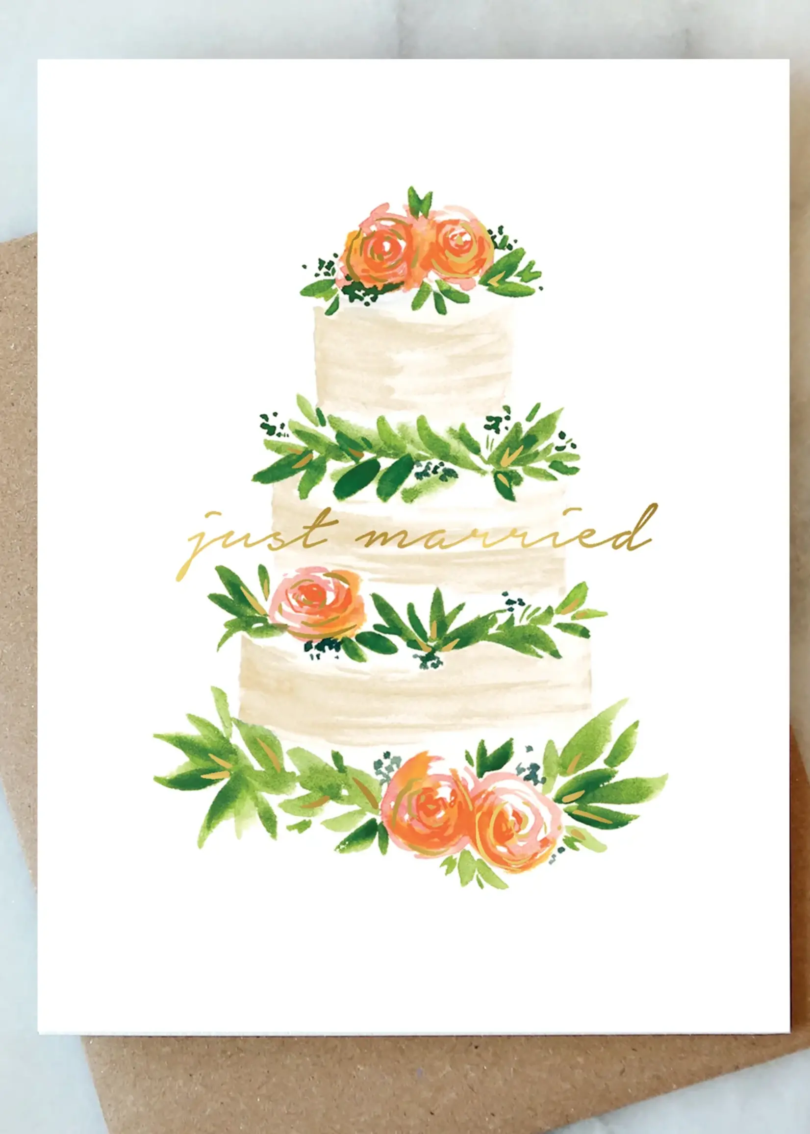 Just Married Cake Wedding Card