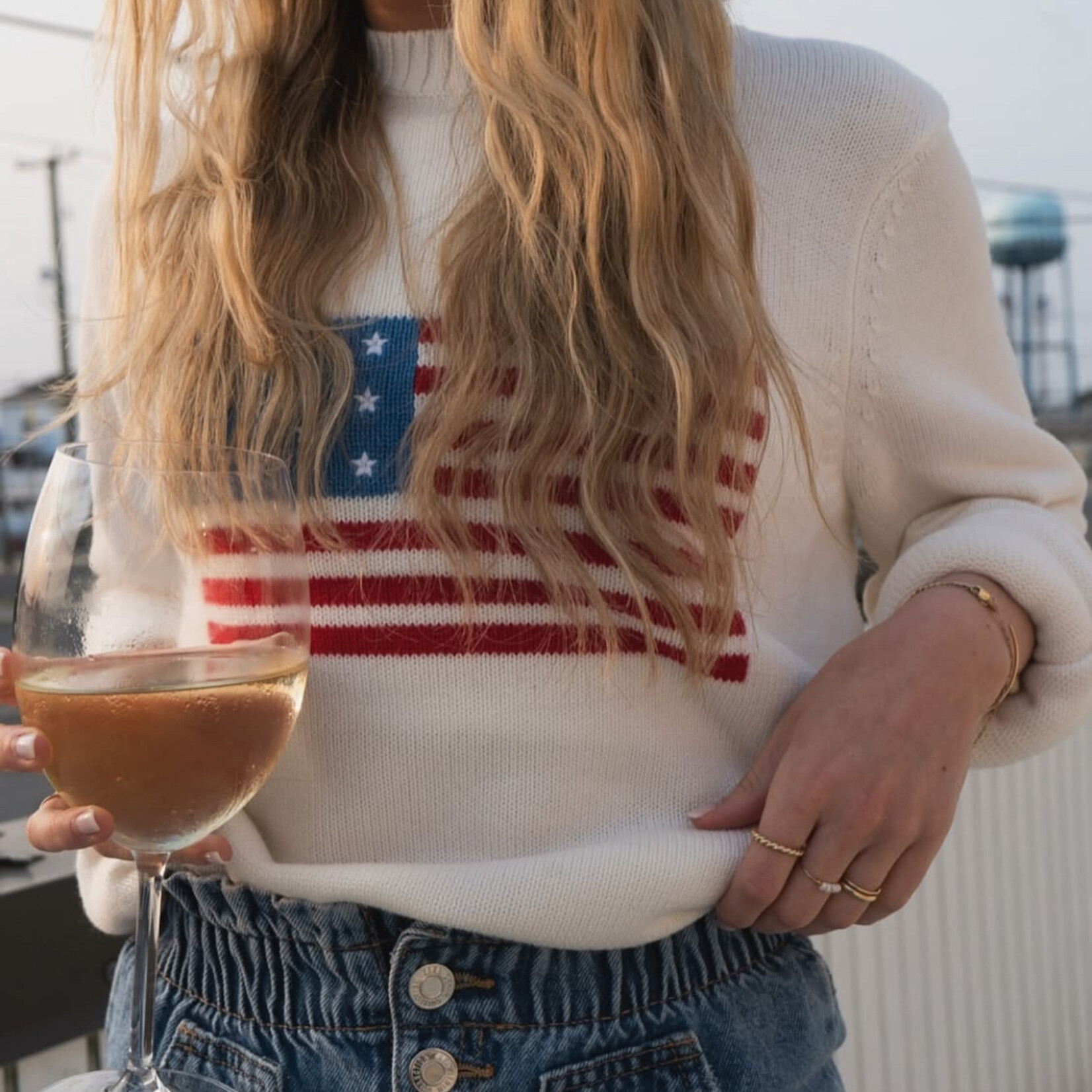 Ellsworth & Ivey American Flag Classic Crew Sweater