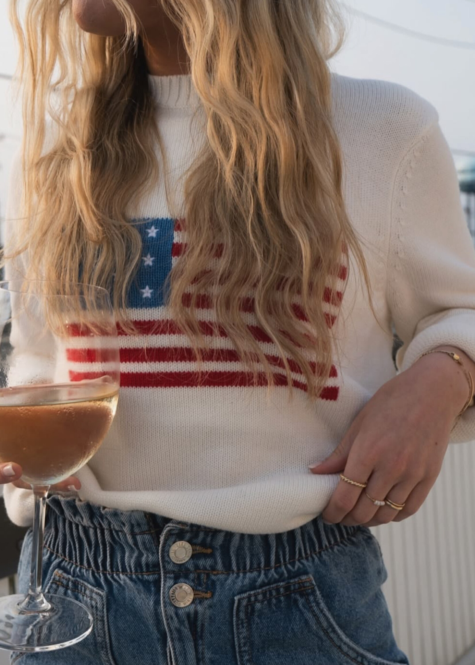 Ellsworth & Ivey American Flag Classic Crew Sweater