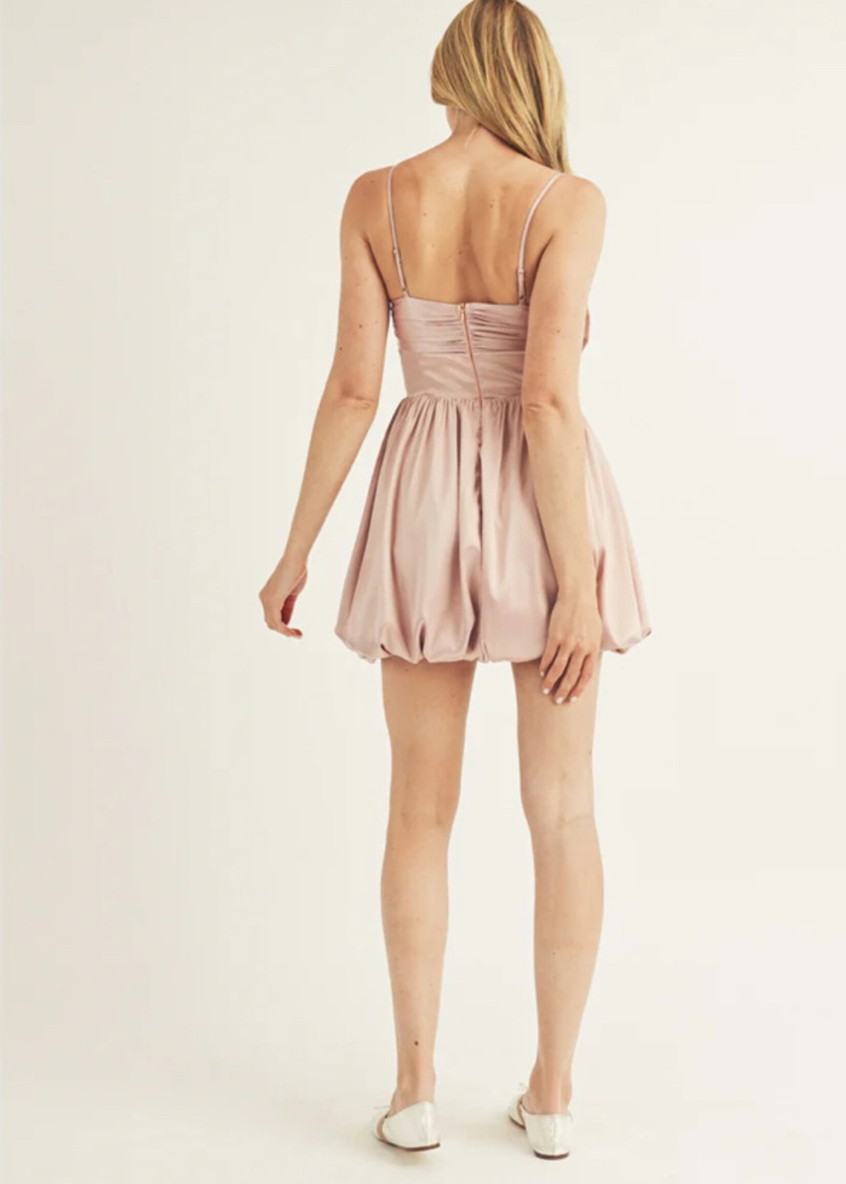 Satin Sheen A Line Bow Dress