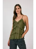 Sage The Label The Poets Ruffled Trim Slvless Top