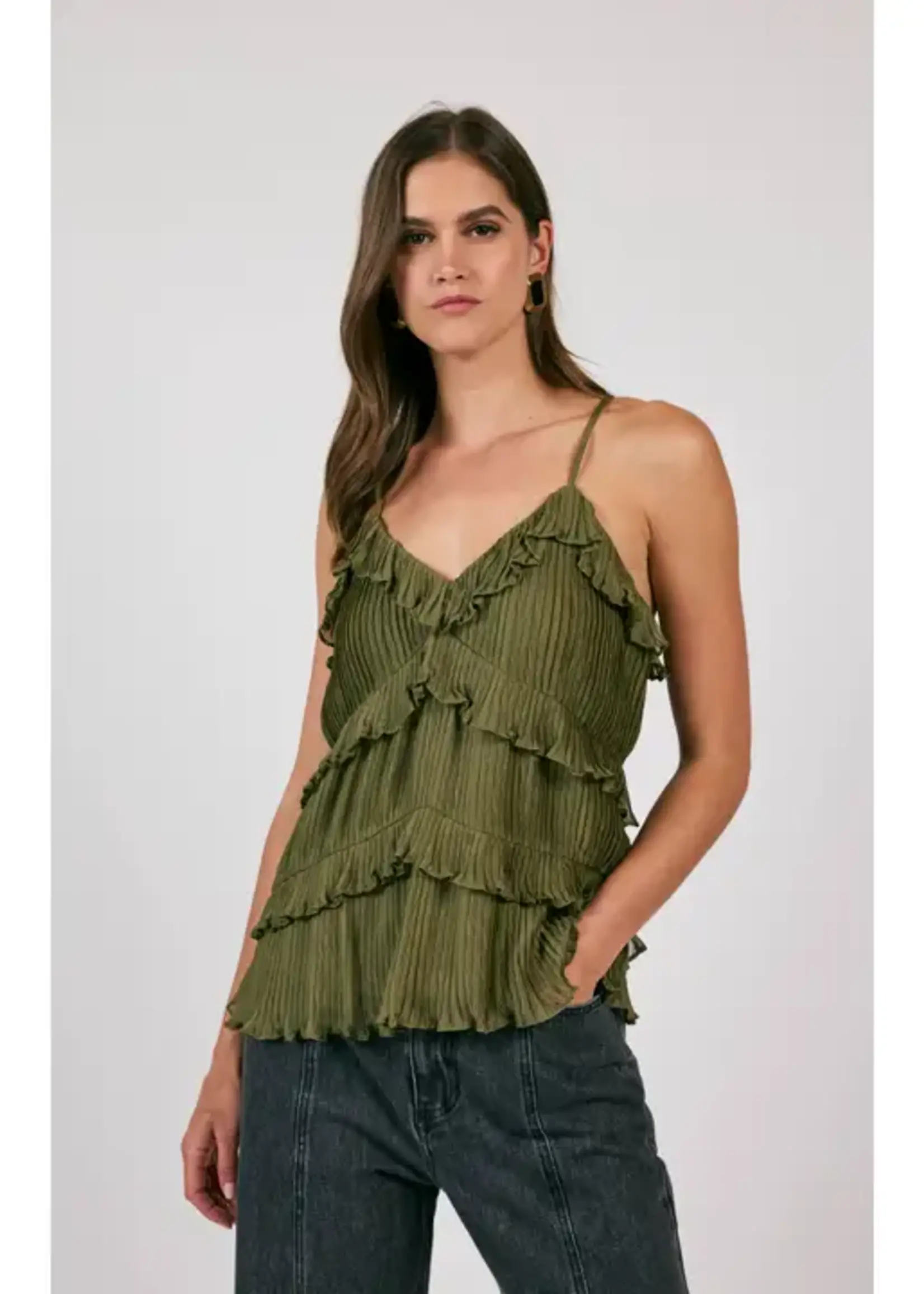 Sage The Label The Poets Ruffled Trim Slvless Top