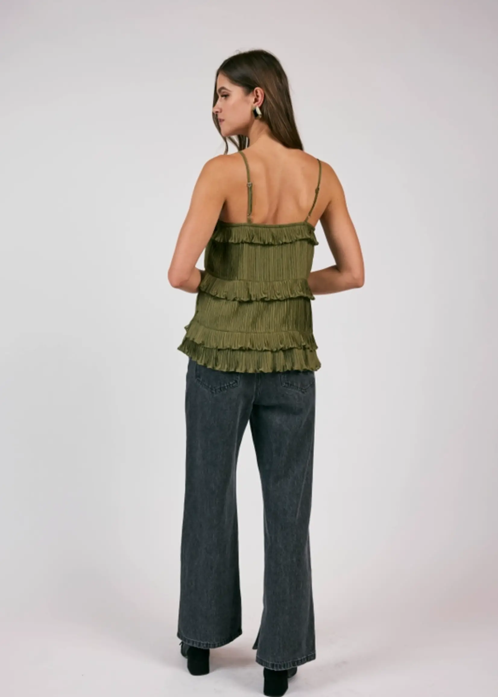 Sage The Label The Poets Ruffled Trim Slvless Top