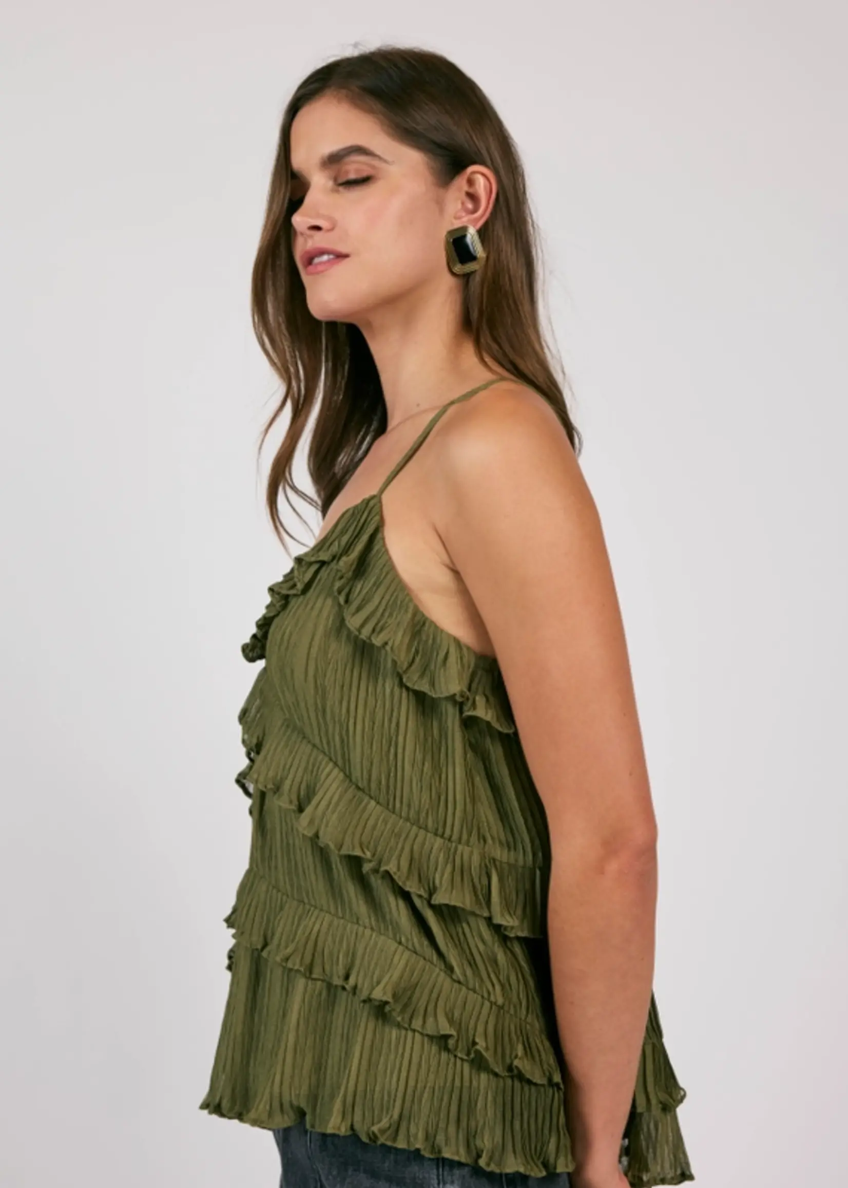 Sage The Label The Poets Ruffled Trim Slvless Top