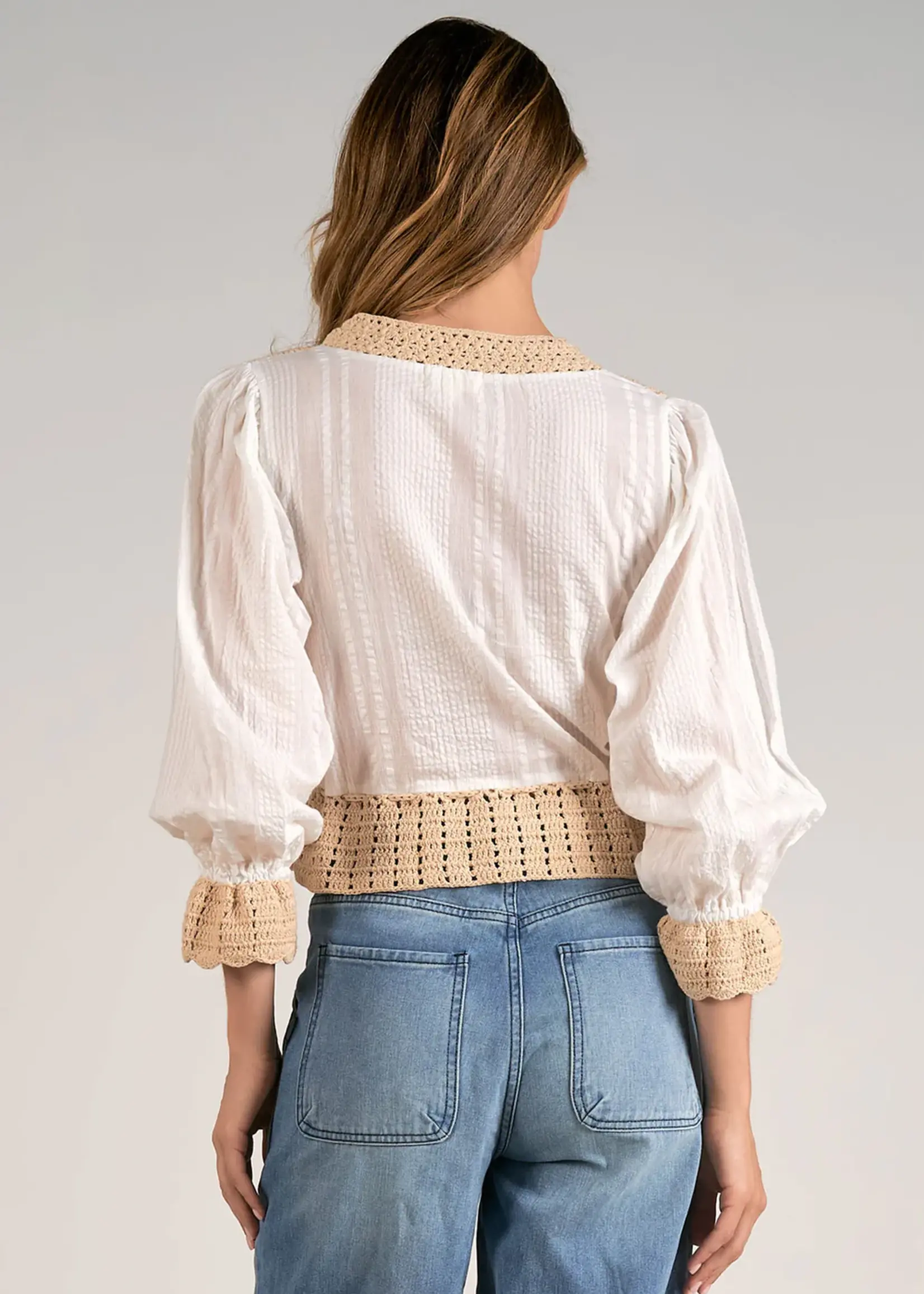 Elan 3/4 Slv Mix Yarn Top