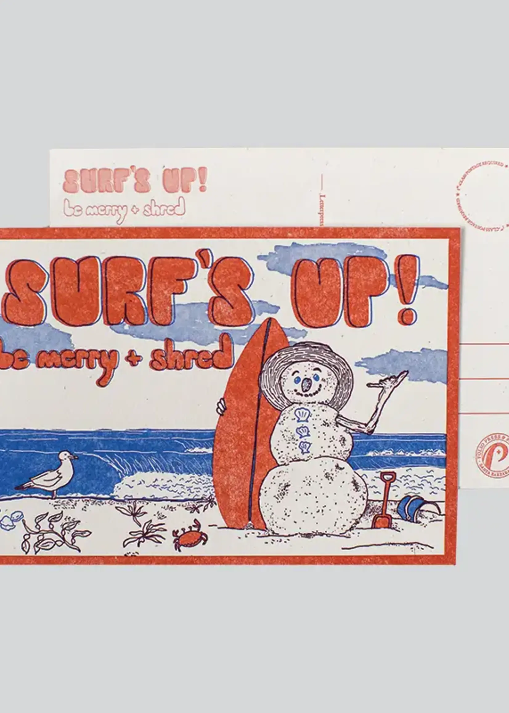 Surf's Up Be Merry & Shred! - Postcard