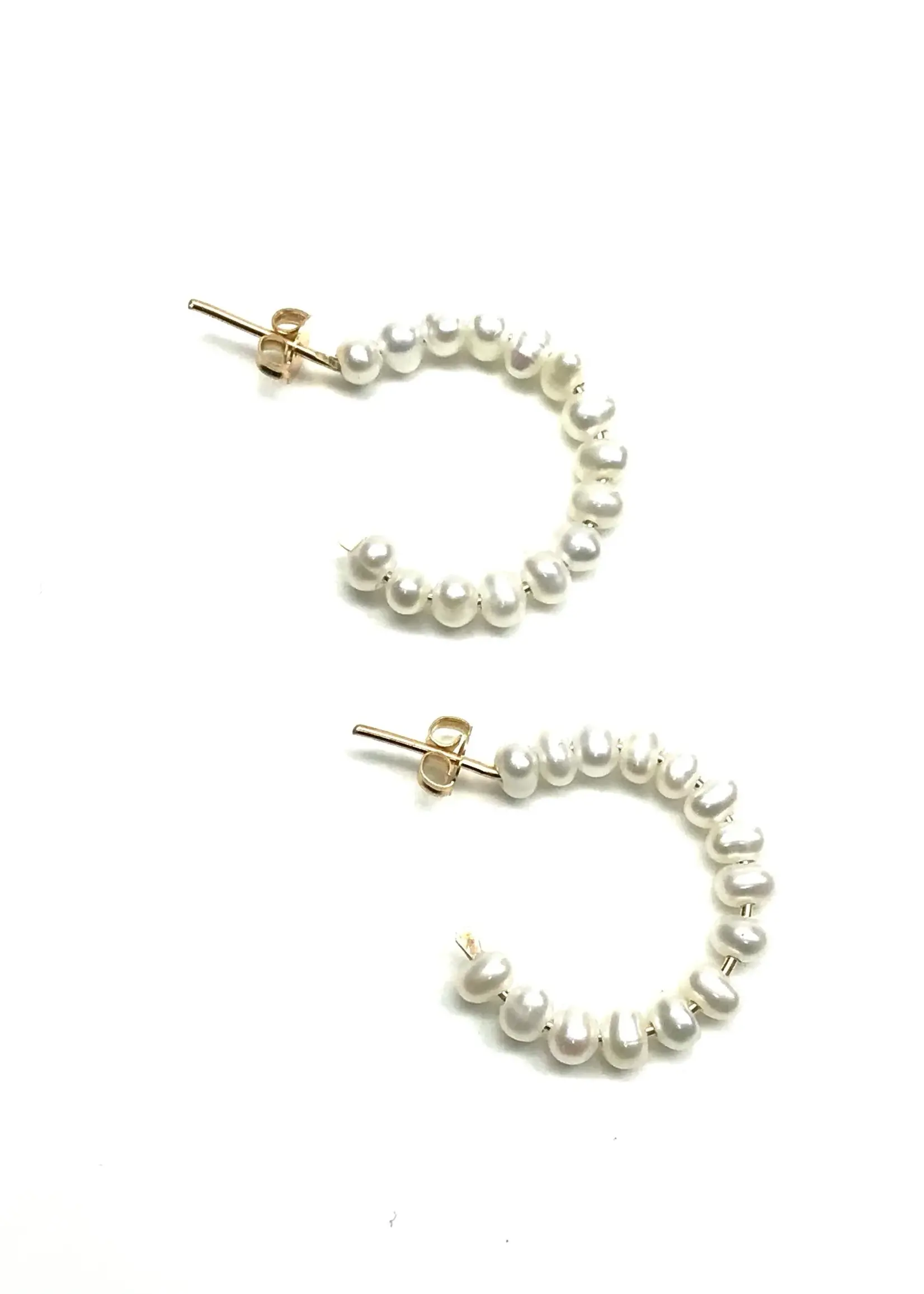 Silver Girl Jewelry Pearl Hoop Medium