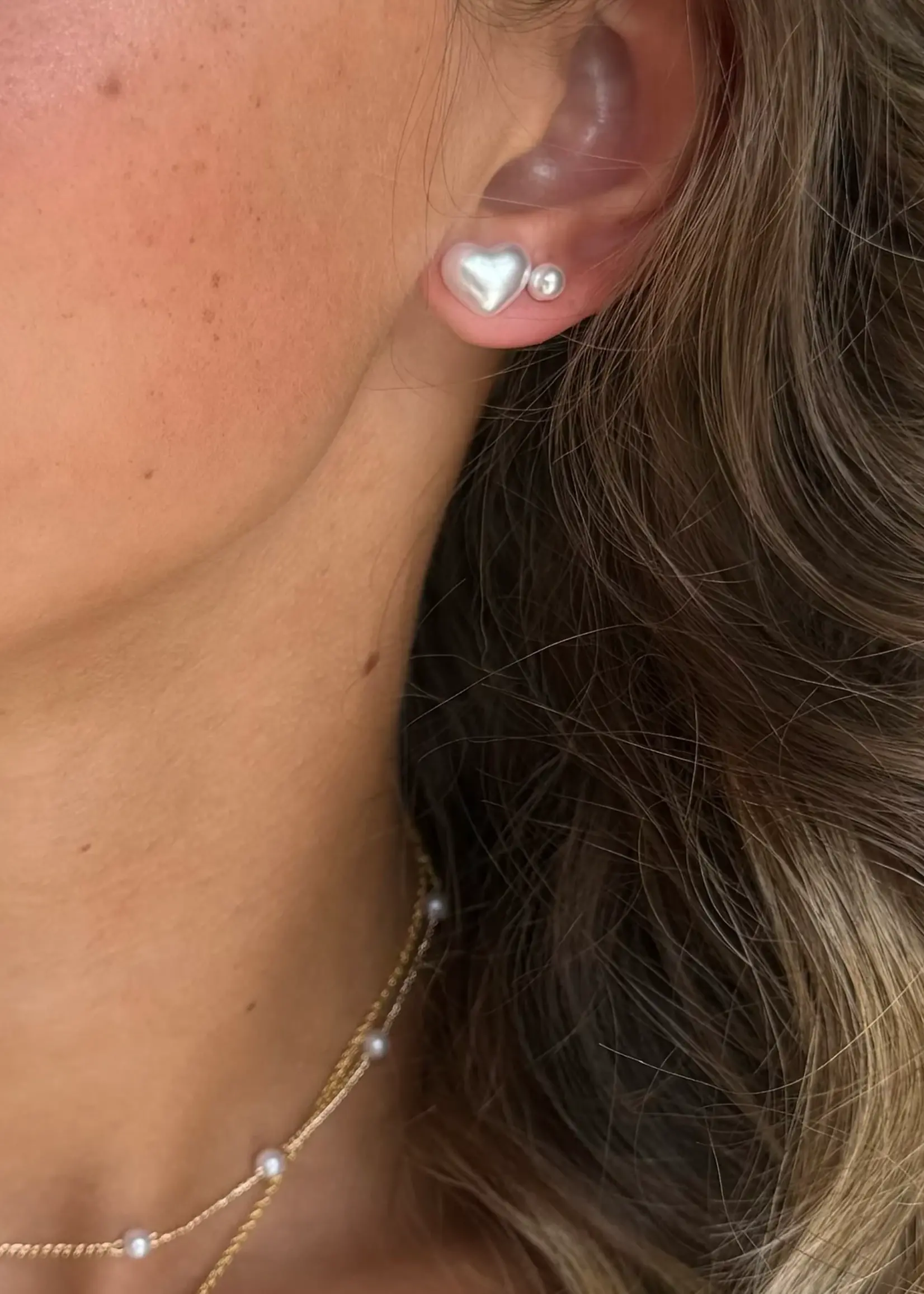 Silver Girl Jewelry 10mm Pearl Heart Post