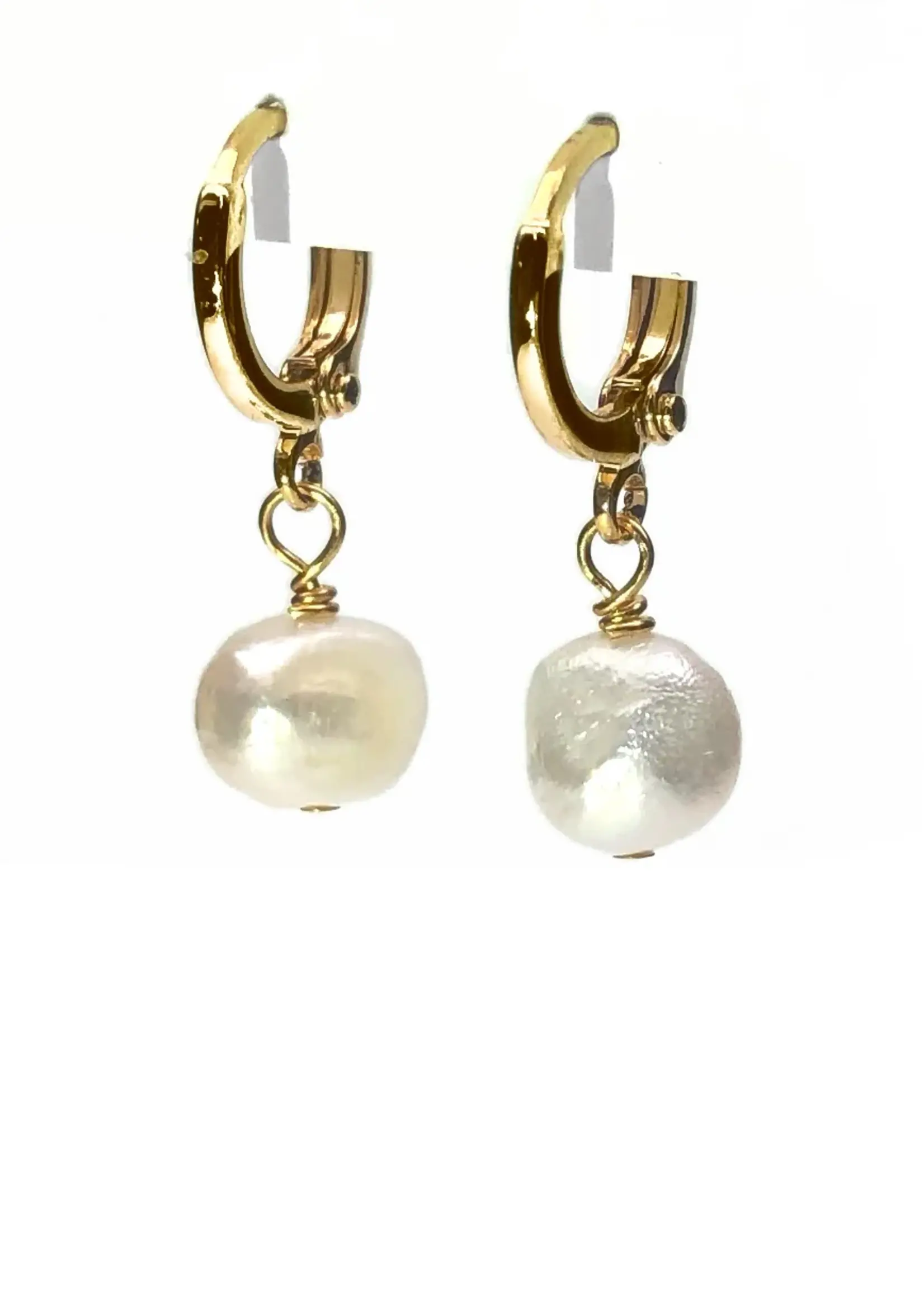 Silver Girl Drop Huggie Pearl