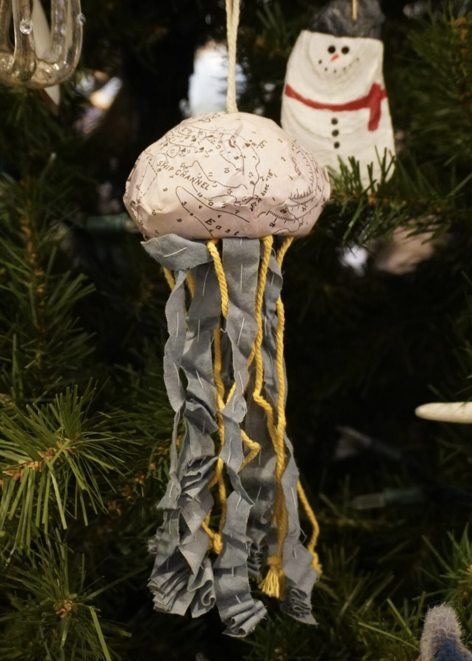 Creative Co Op Jellyfish Ornament with Rope Detail