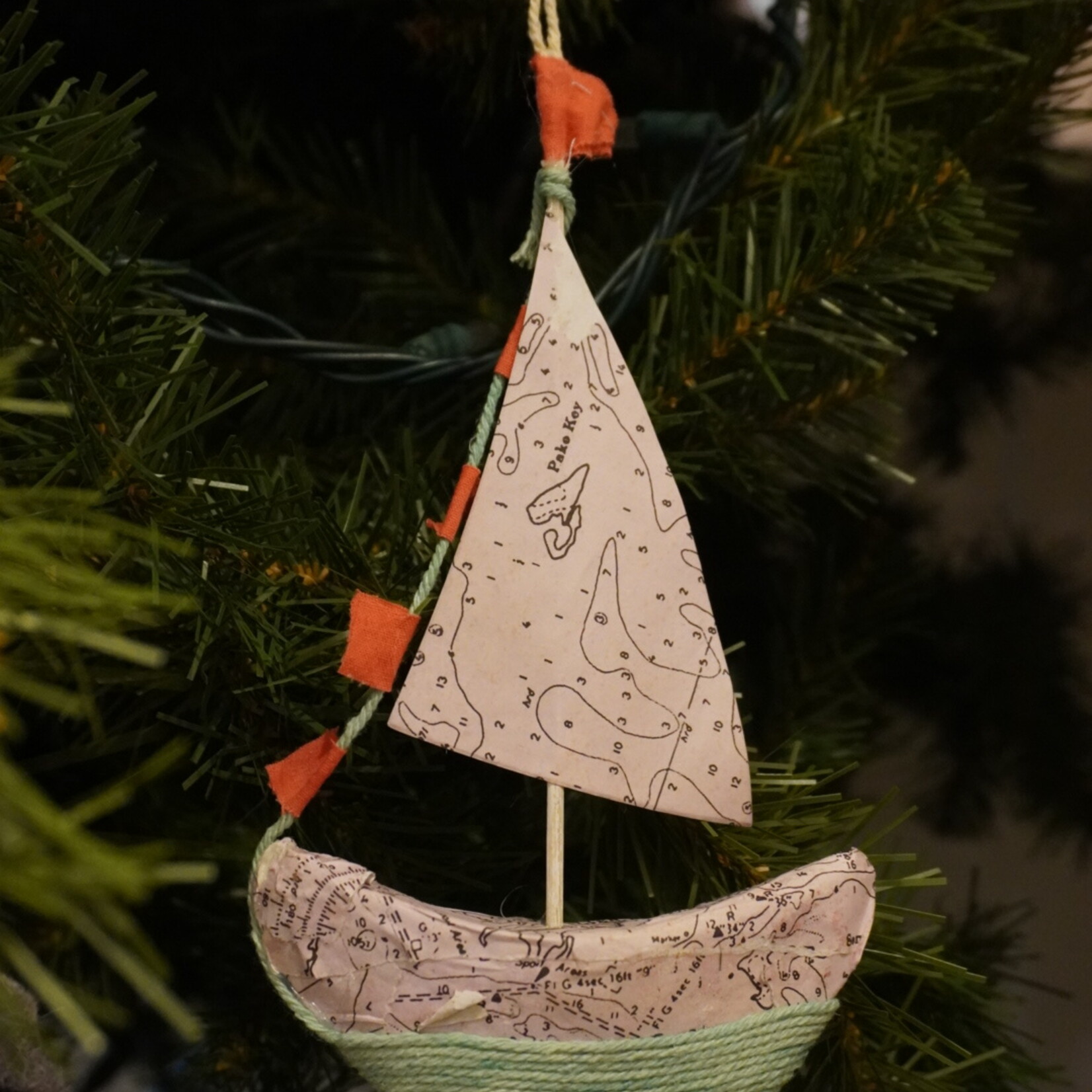 Creative Co Op Boat Ornament with Rope Detail