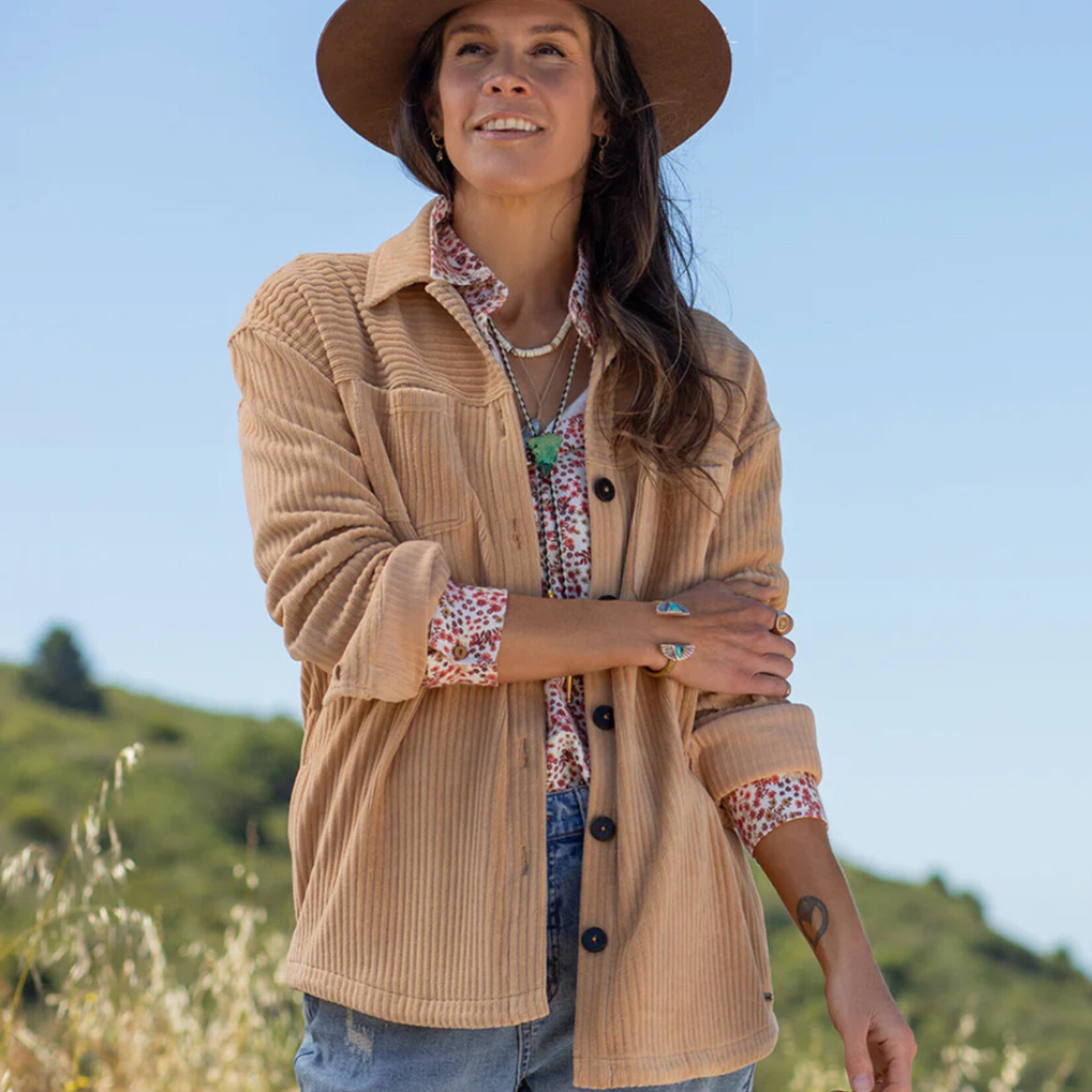 Hudson Stretch Cord Shacket