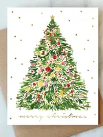 Tinsel Christmas Tree Holiday Card | Christmas Holiday Card