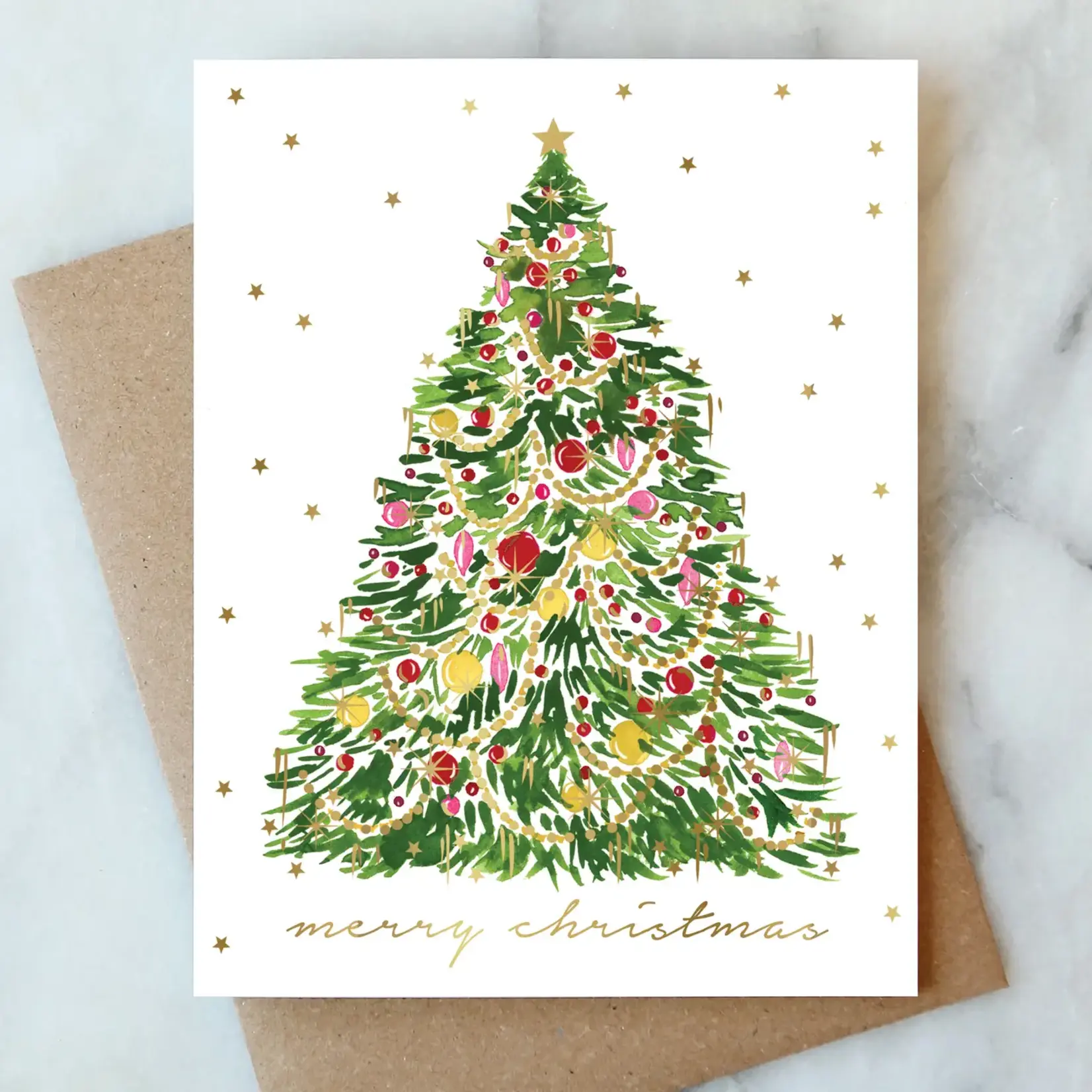 Tinsel Christmas Tree Holiday Card | Christmas Holiday Card
