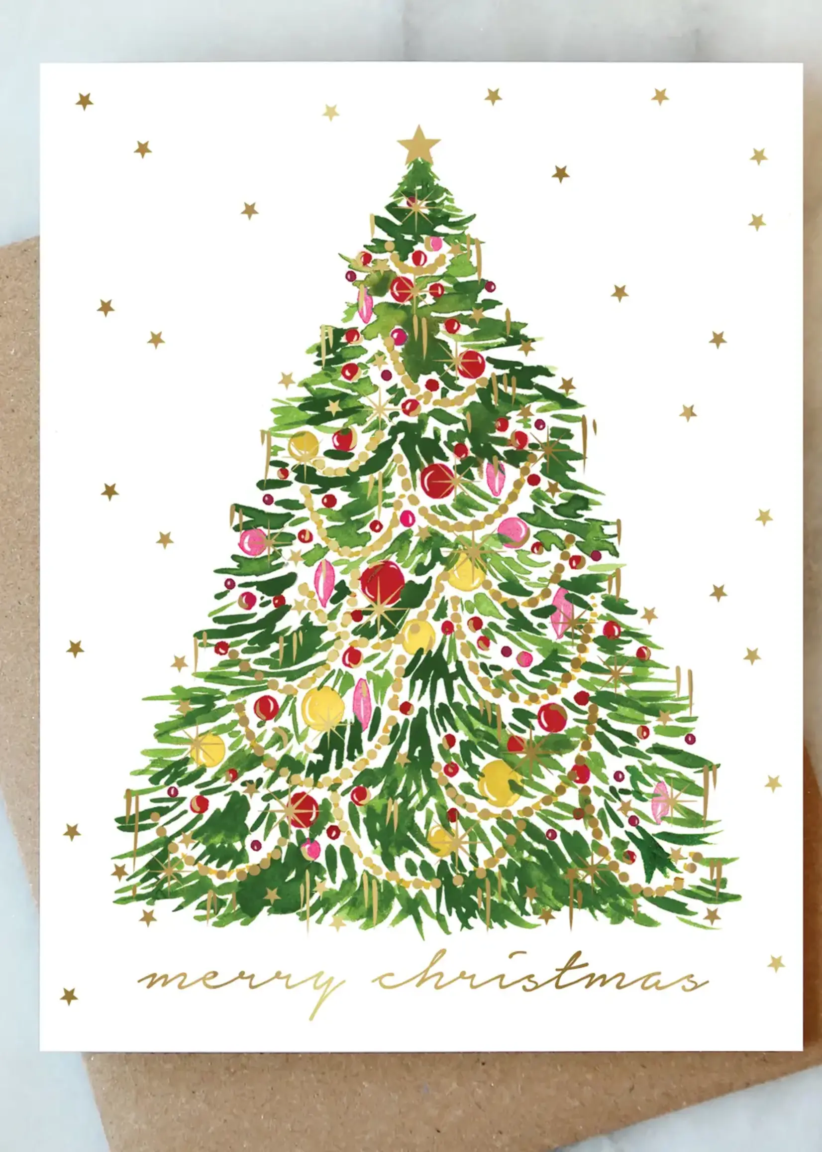 Tinsel Christmas Tree Holiday Card | Christmas Holiday Card