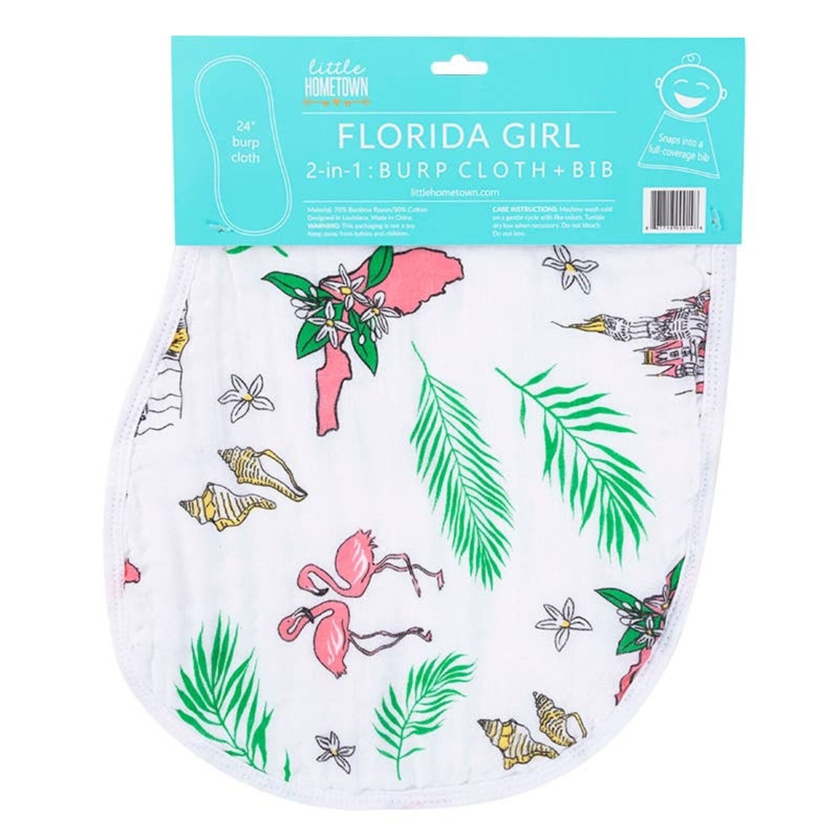 Little Hometown Florida Baby (Floral) Burp/Bib Combo