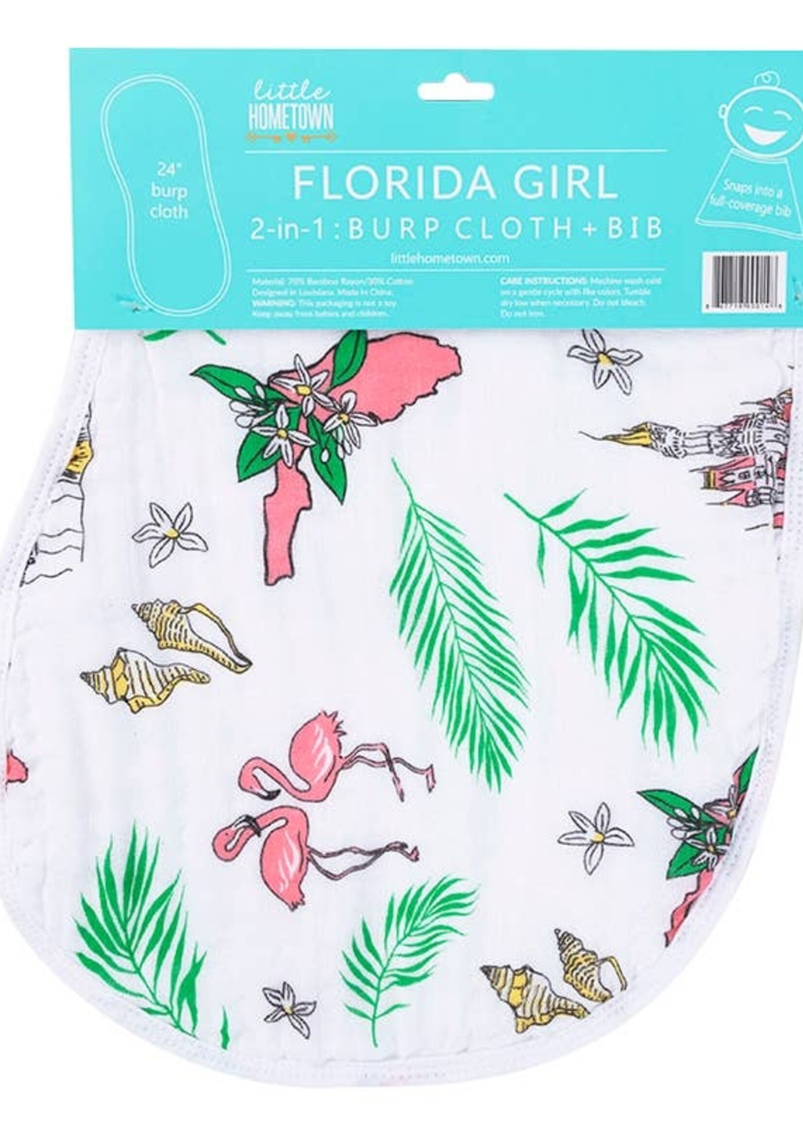Little Hometown Florida Baby (Floral) Burp/Bib Combo