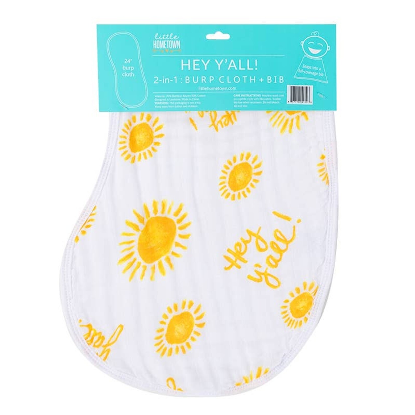 Little Hometown Hey Y'all Burp/Bib Combo (Unisex)