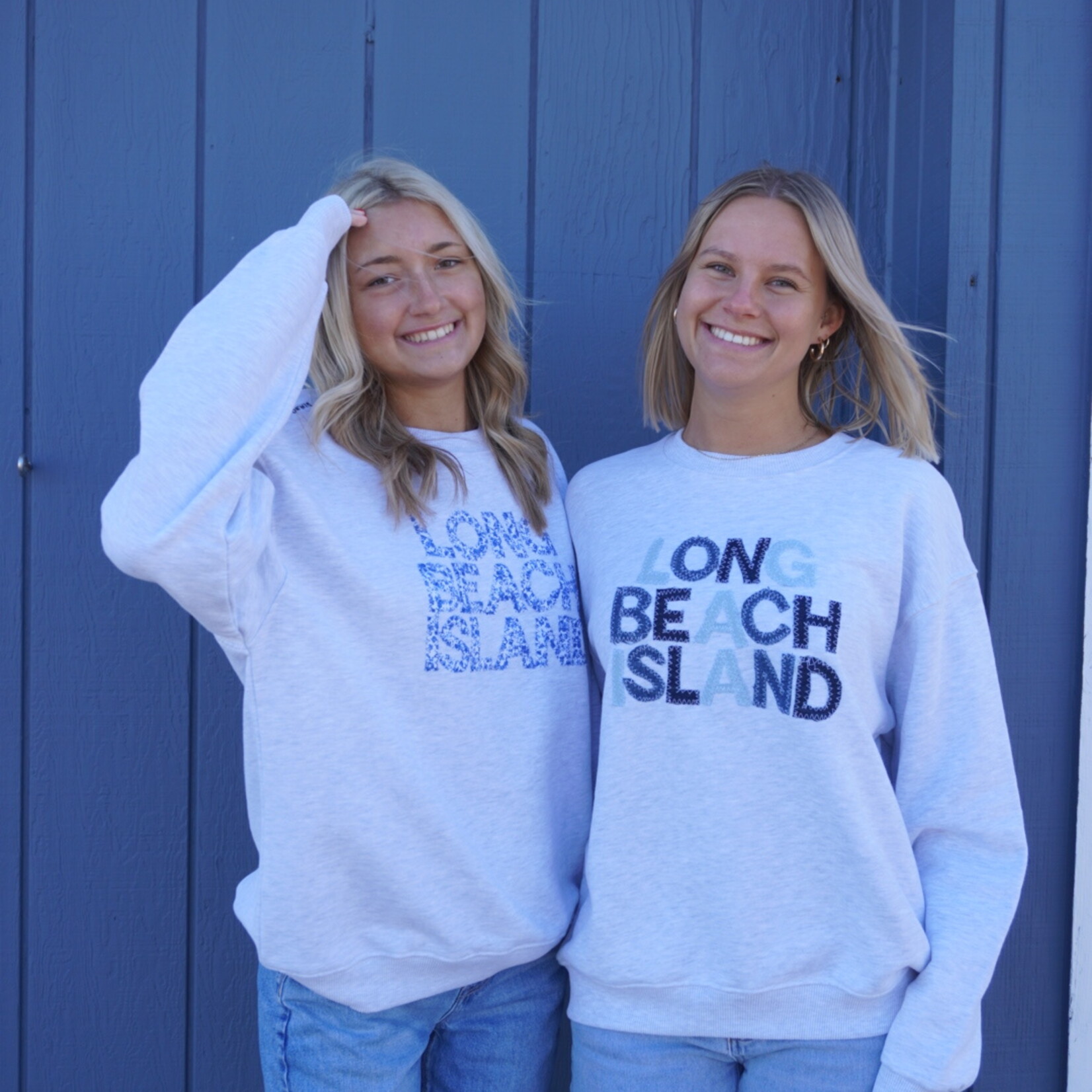 Unemployed Denim Blue Floral Letter Sweatshirt |