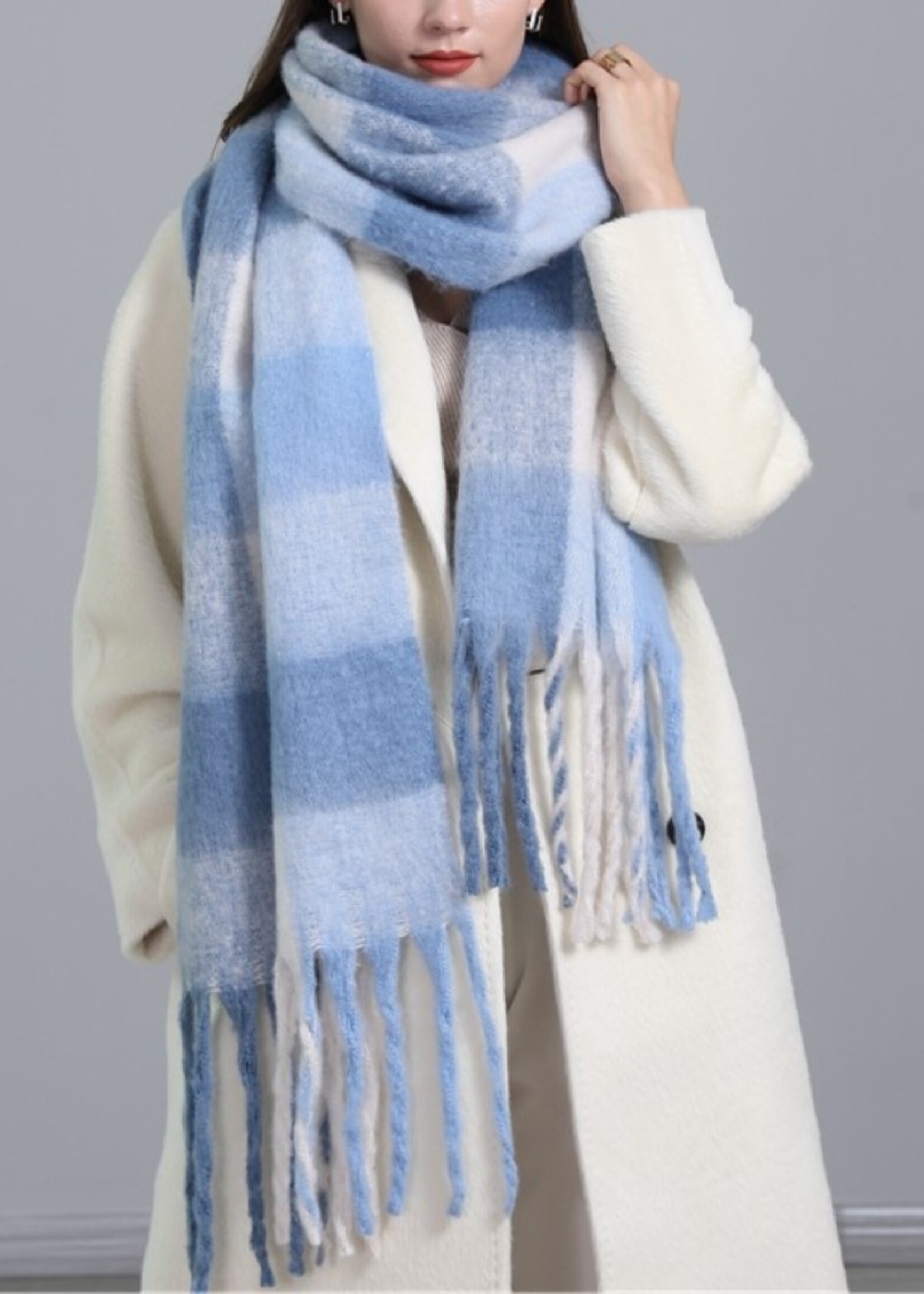 Oversized Colorful Cozy Long Fringe Fuzzy Scarf