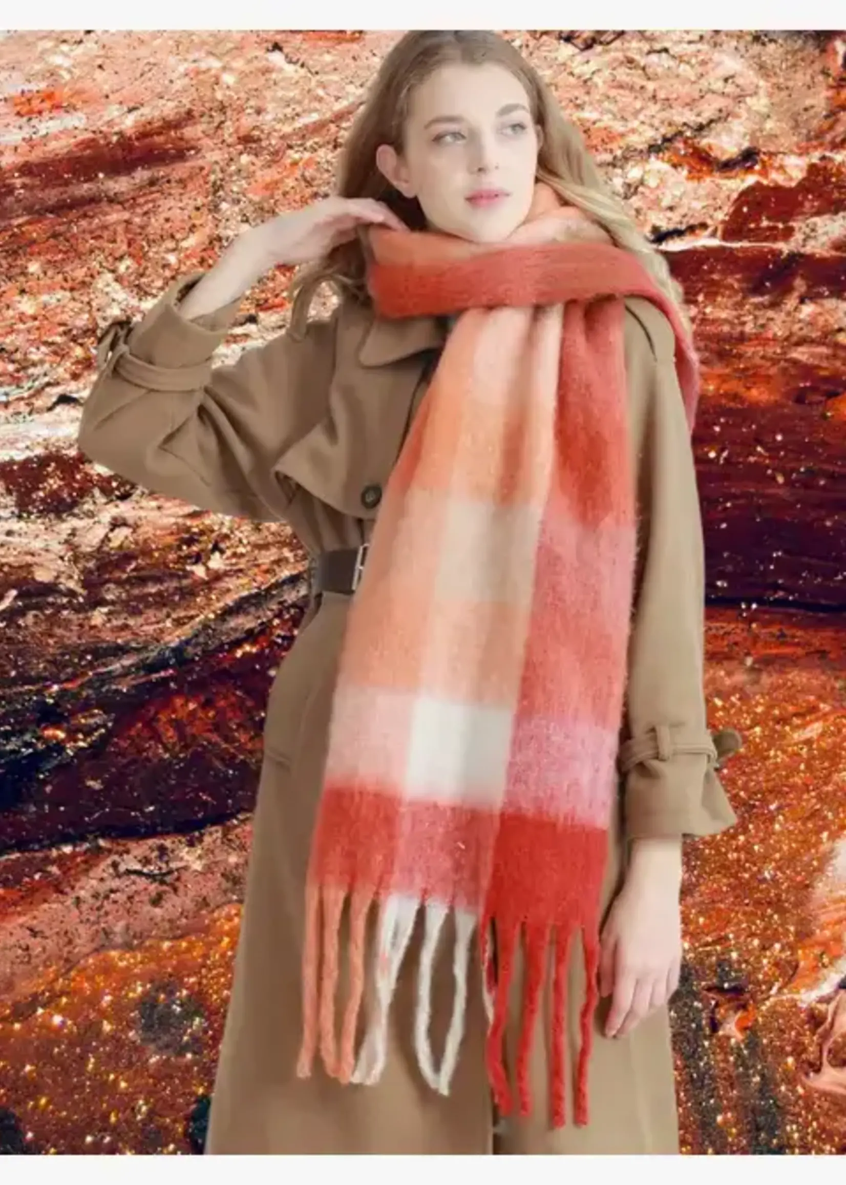 Oversized Colorful Cozy Long Fringe Fuzzy Scarf