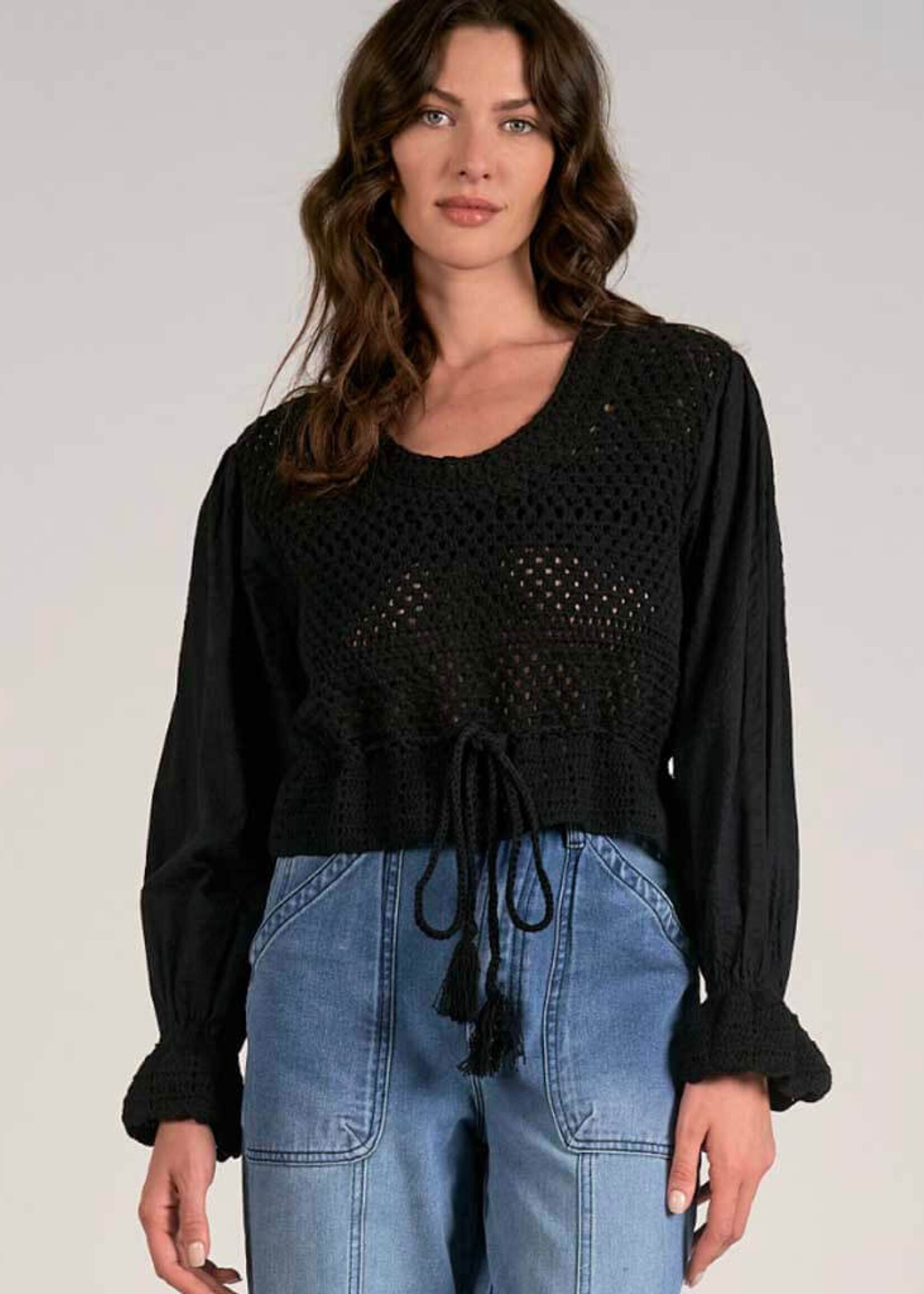 Elan 3/4 Slv Mix Yarn Top