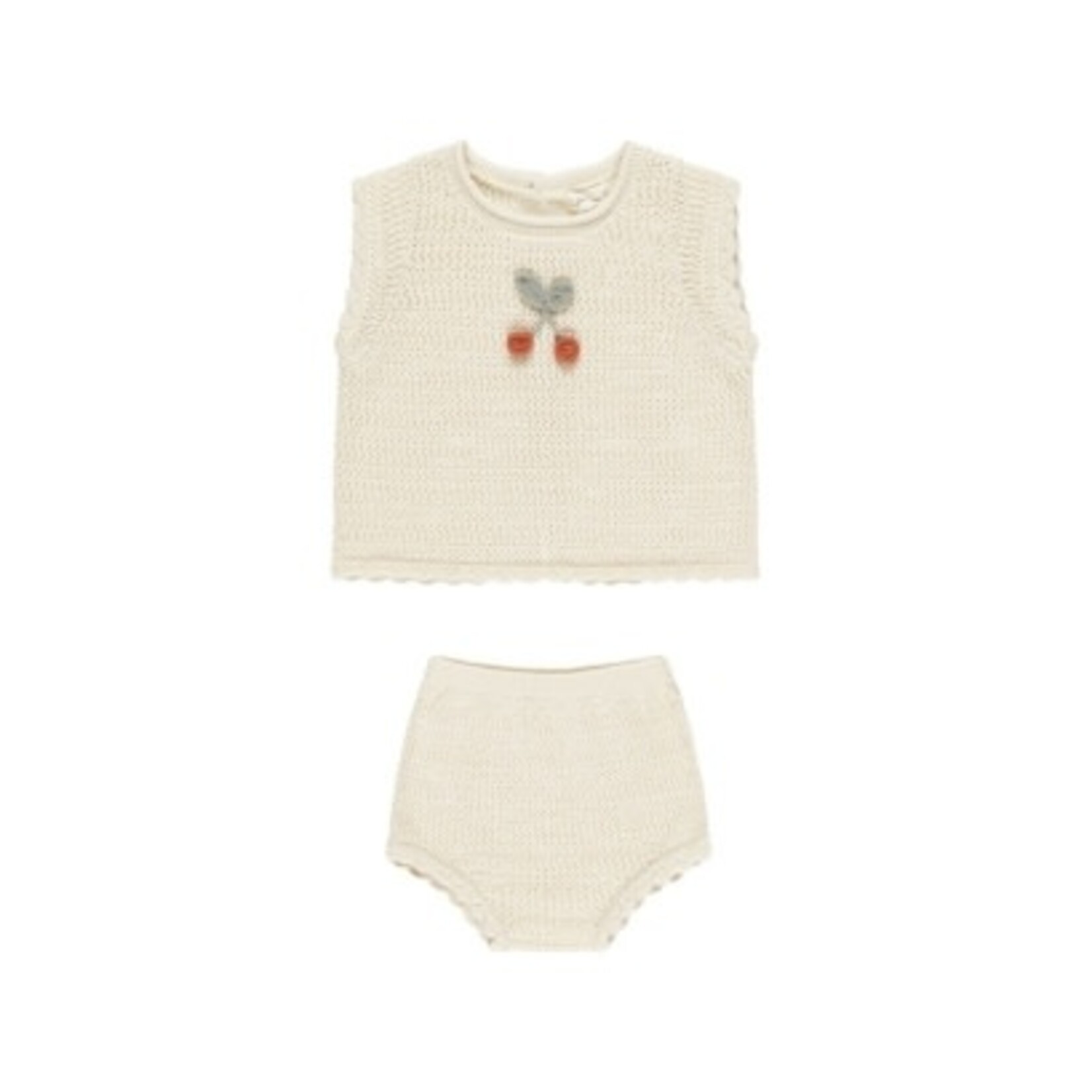 Rylee + Cru Inc. Scallop Knit Baby Set || Cherry