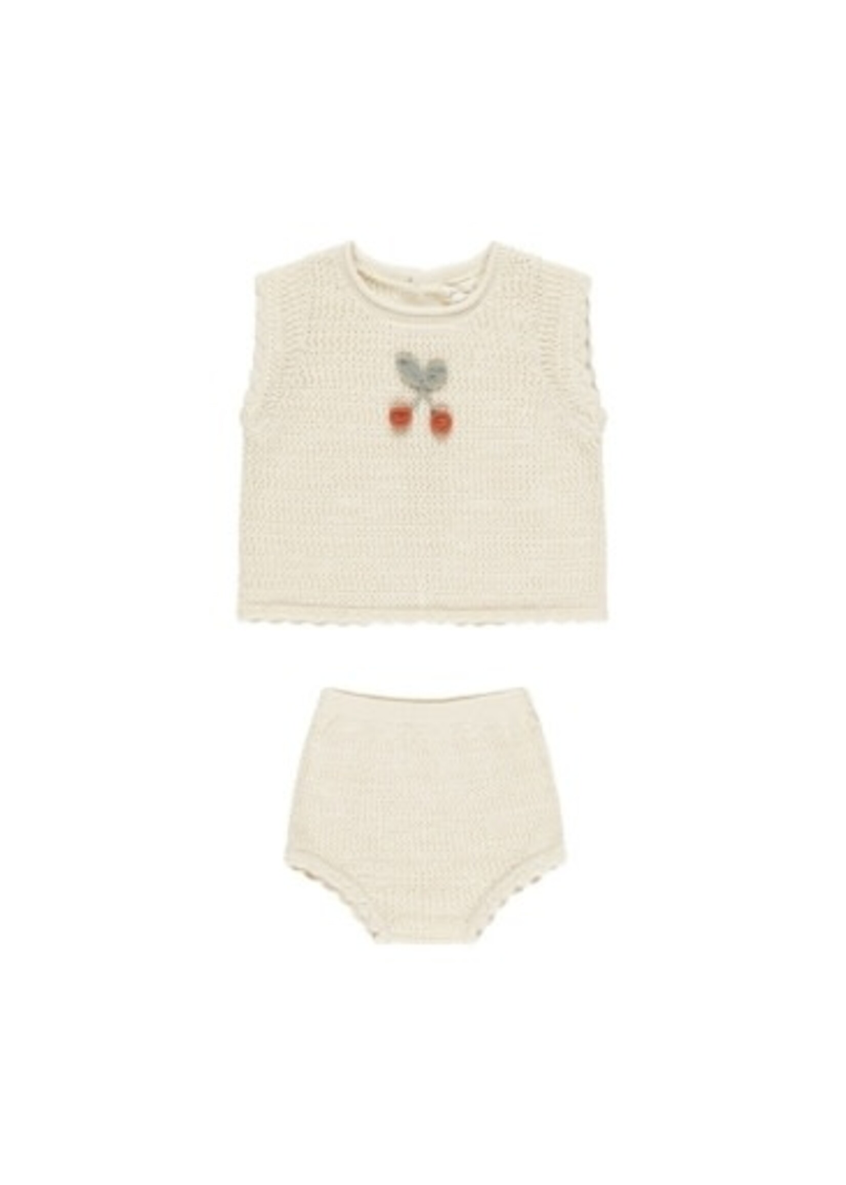 Rylee + Cru Inc. Scallop Knit Baby Set || Cherry