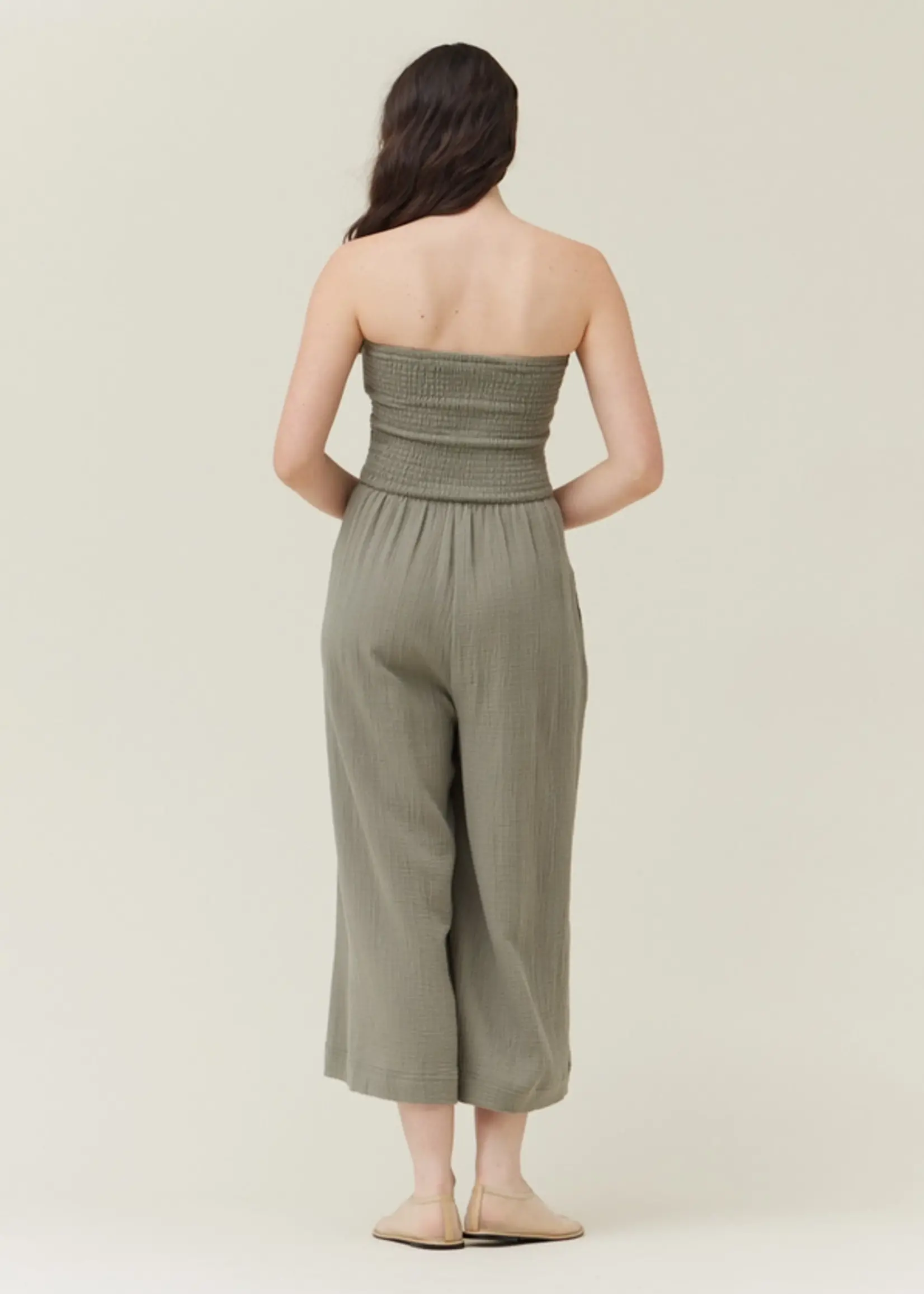 Grade & Gather Tie Front Gauze Jumpsuit