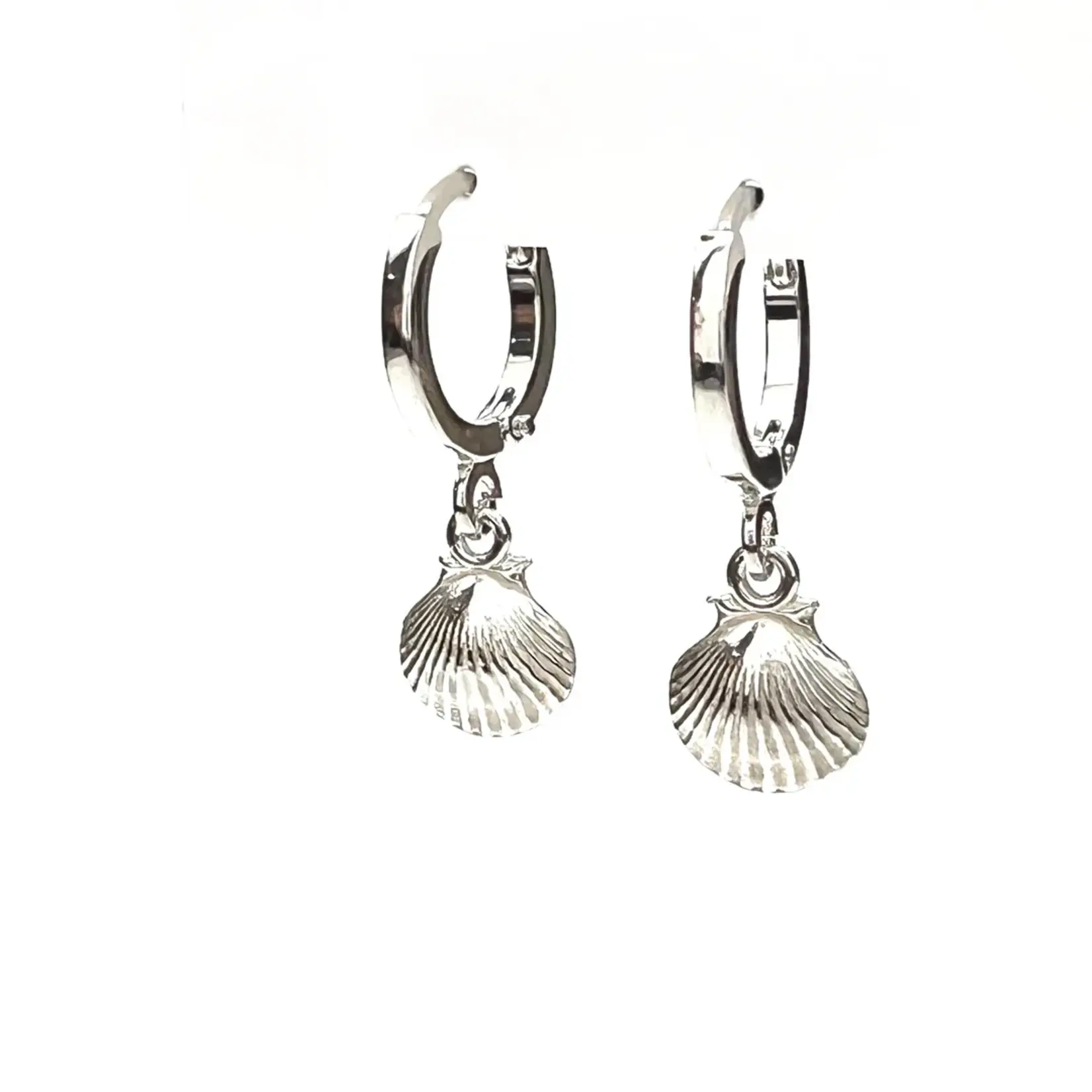 Silver Girl Jewelry Scallop Shell Huggie Silver