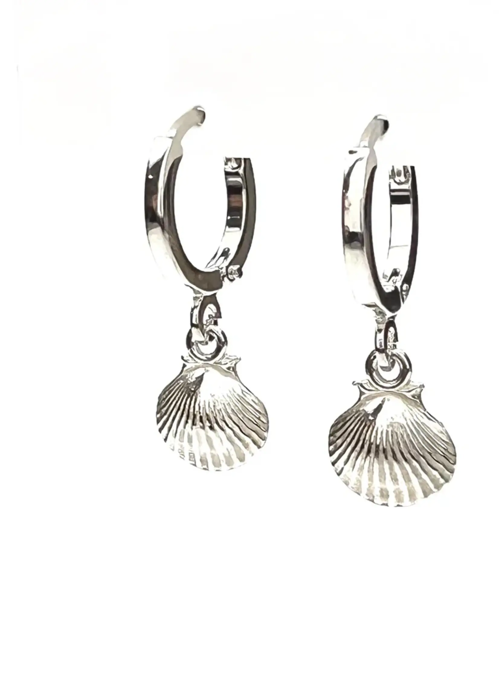 Silver Girl Jewelry Scallop Shell Huggie Silver