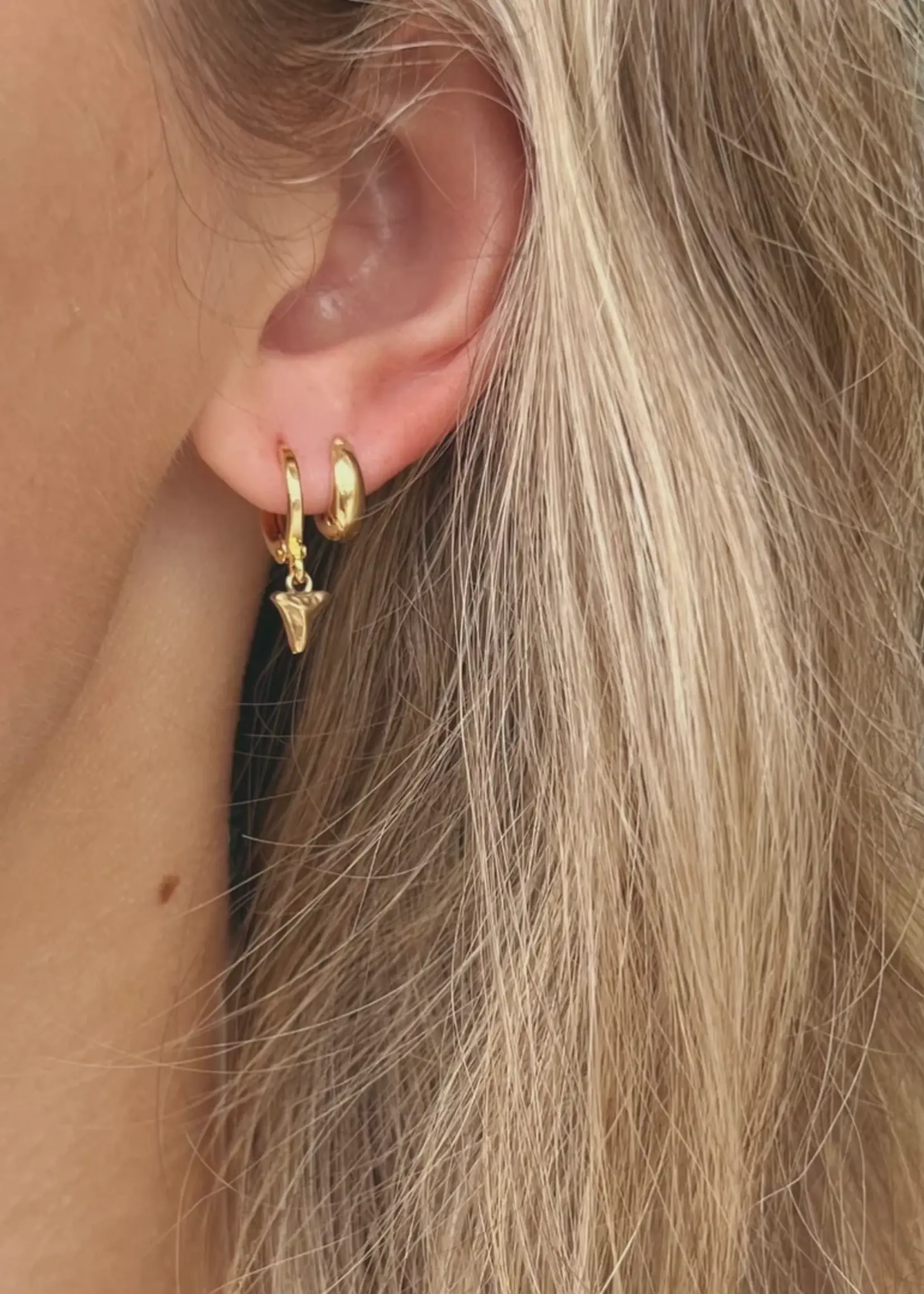 Silver Girl Jewelry Shark Tooth Huggie Gold