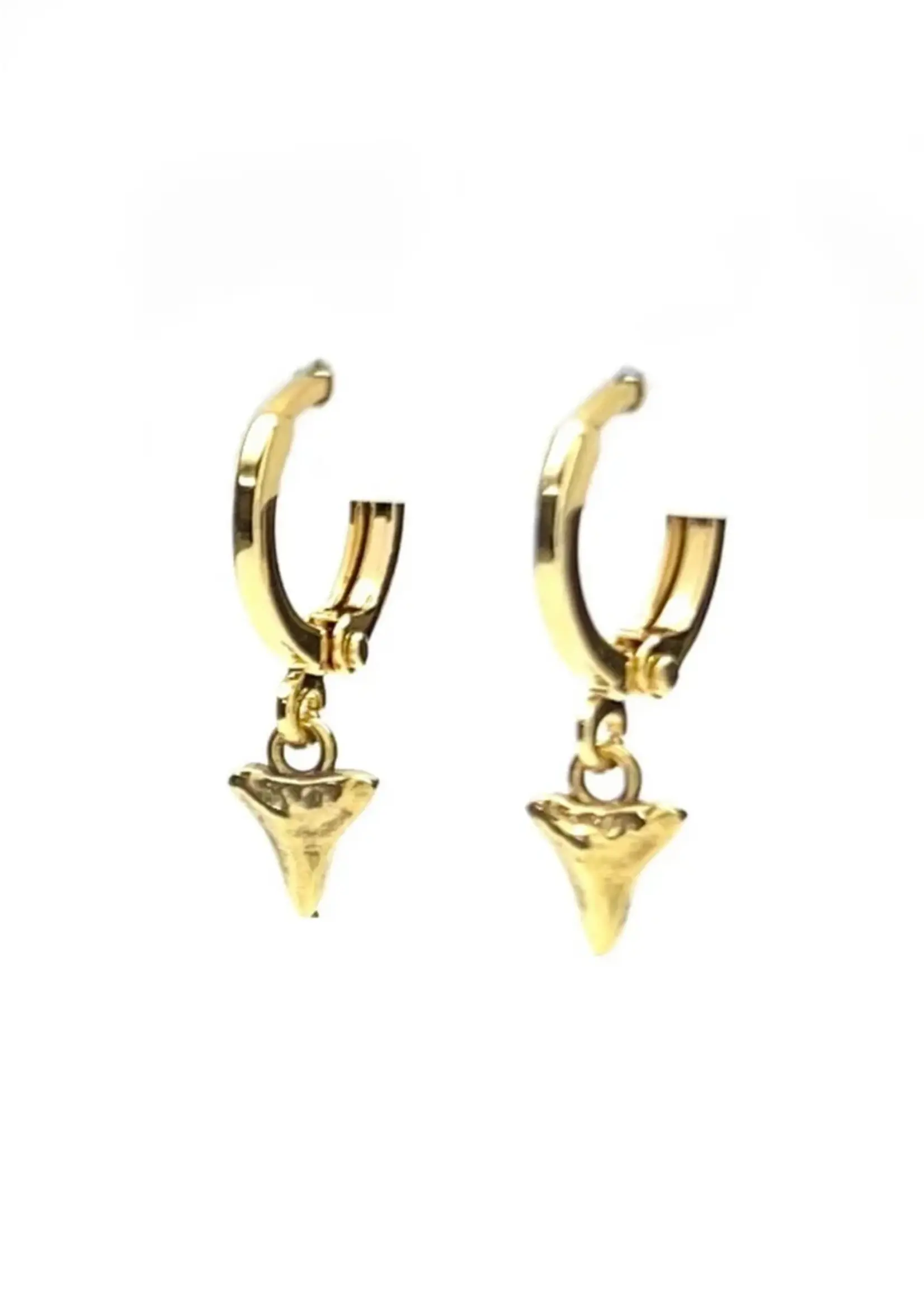 Silver Girl Jewelry Shark Tooth Huggie Gold