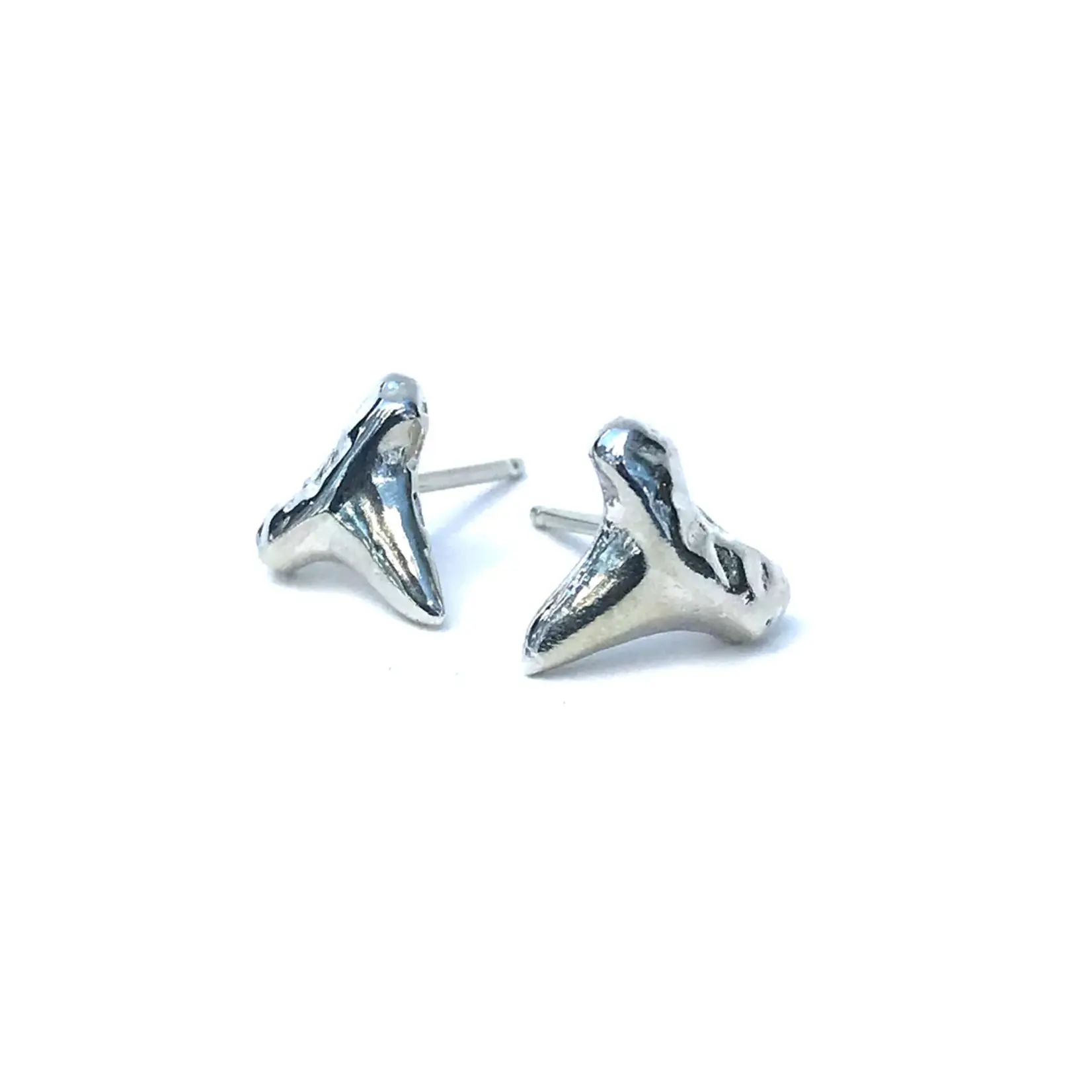 Silver Girl Jewelry Tiny Shark Tooth Post Silver