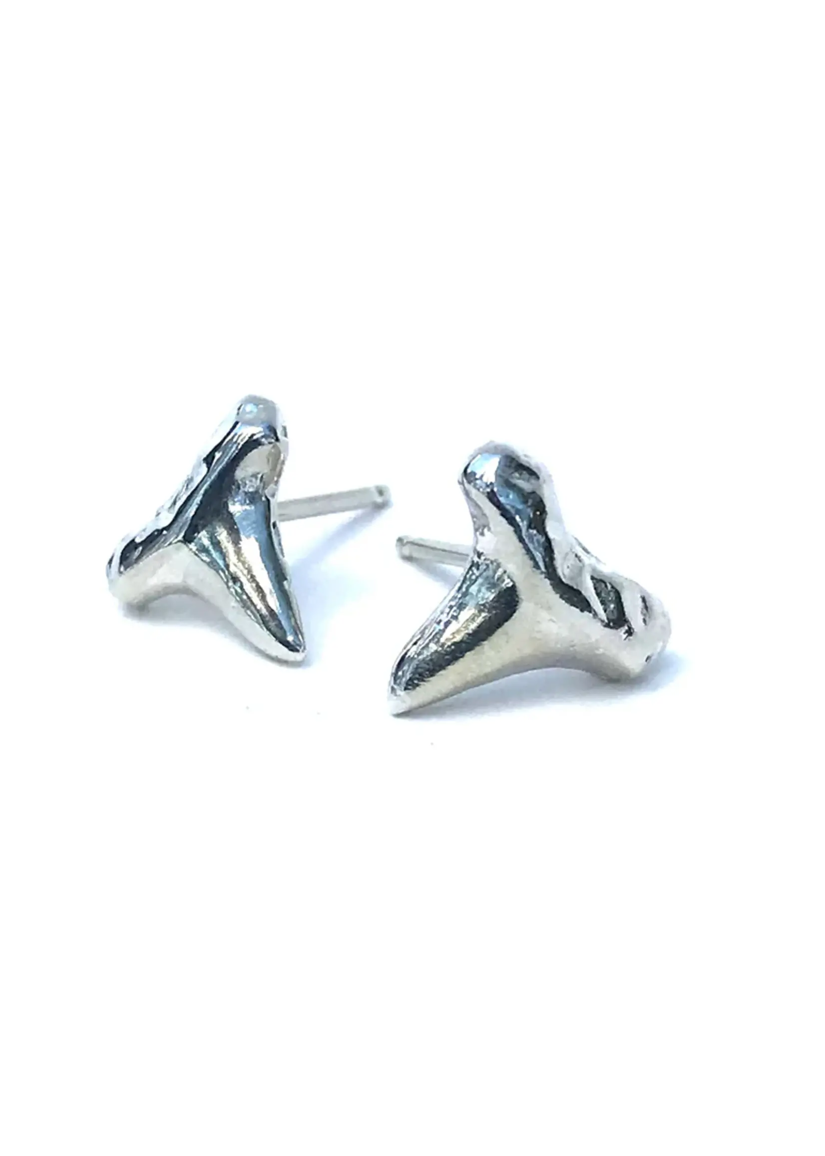 Silver Girl Jewelry Tiny Shark Tooth Post Silver