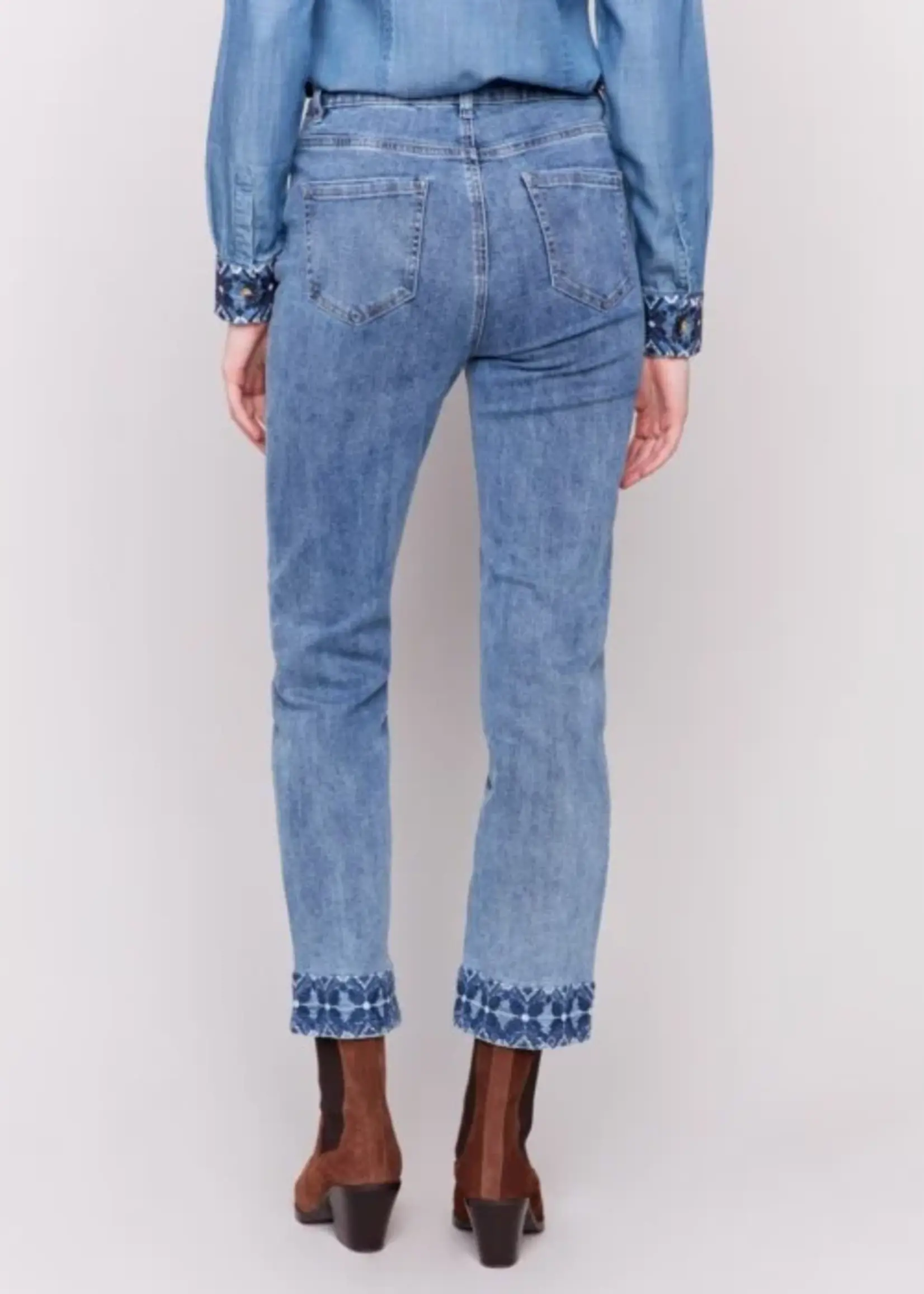 Charlie B Embroidered Cuff Pant