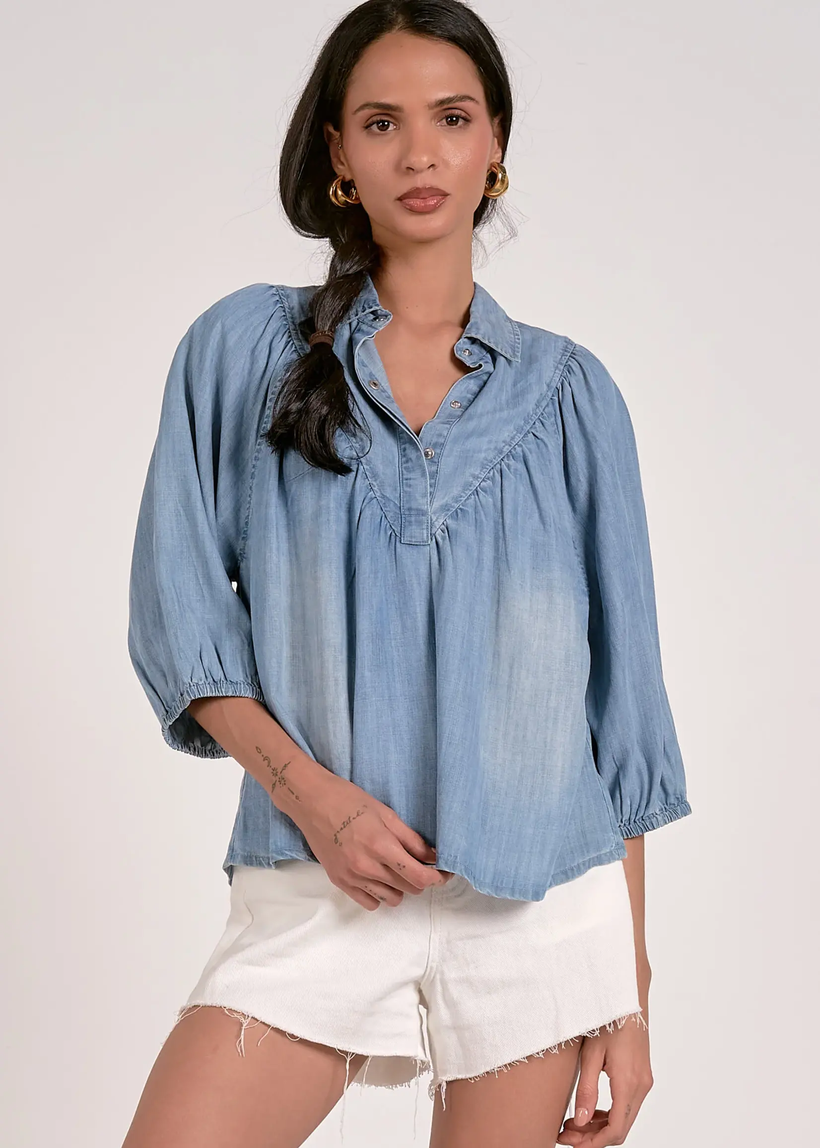 Top Vnk 3/4 Bubble  Slv