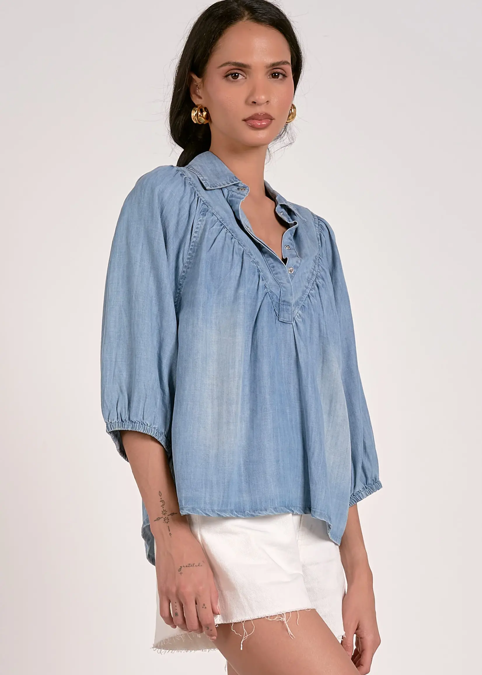 Top Vnk 3/4 Bubble  Slv