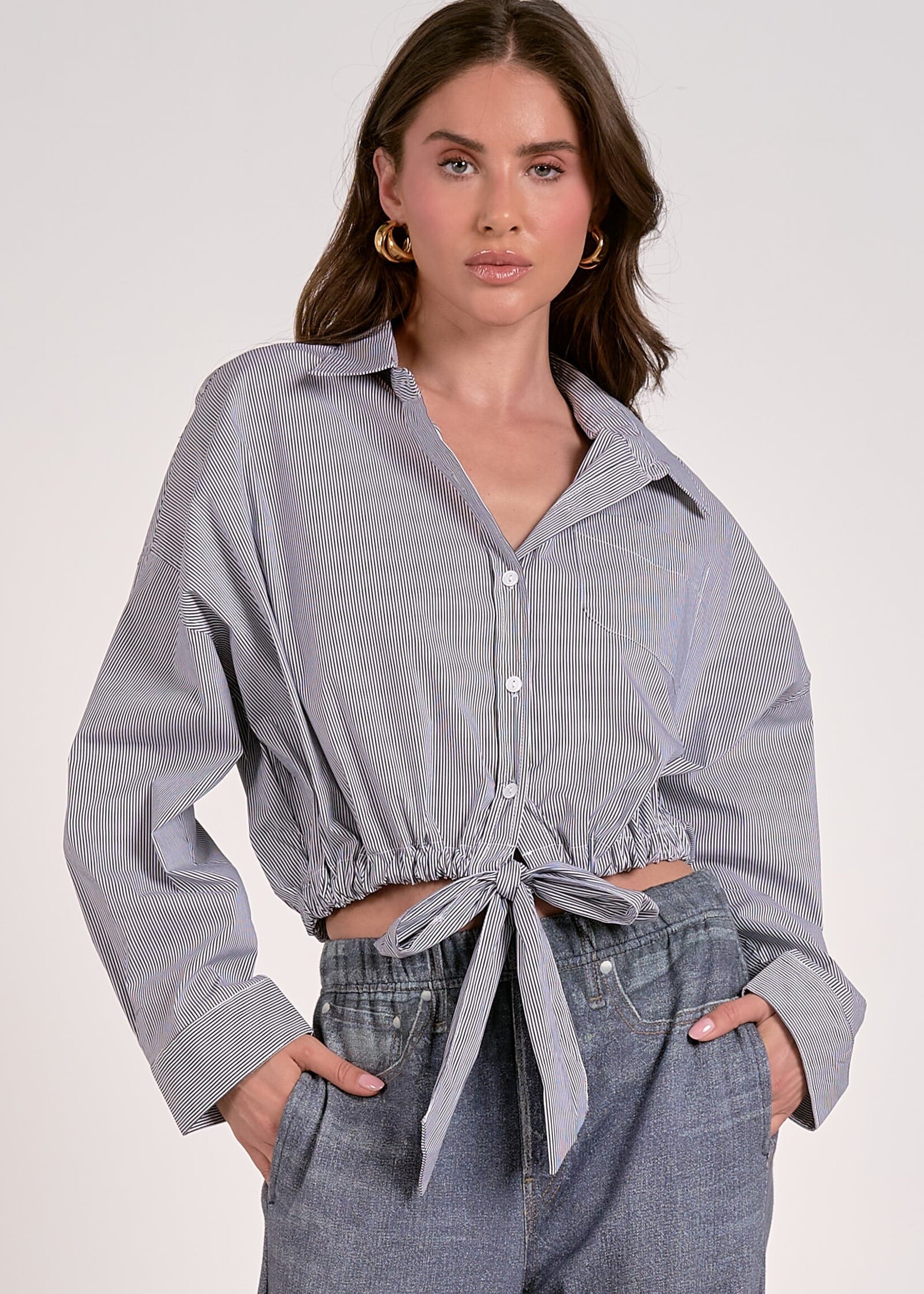 L/S Btn Tie Btm Top